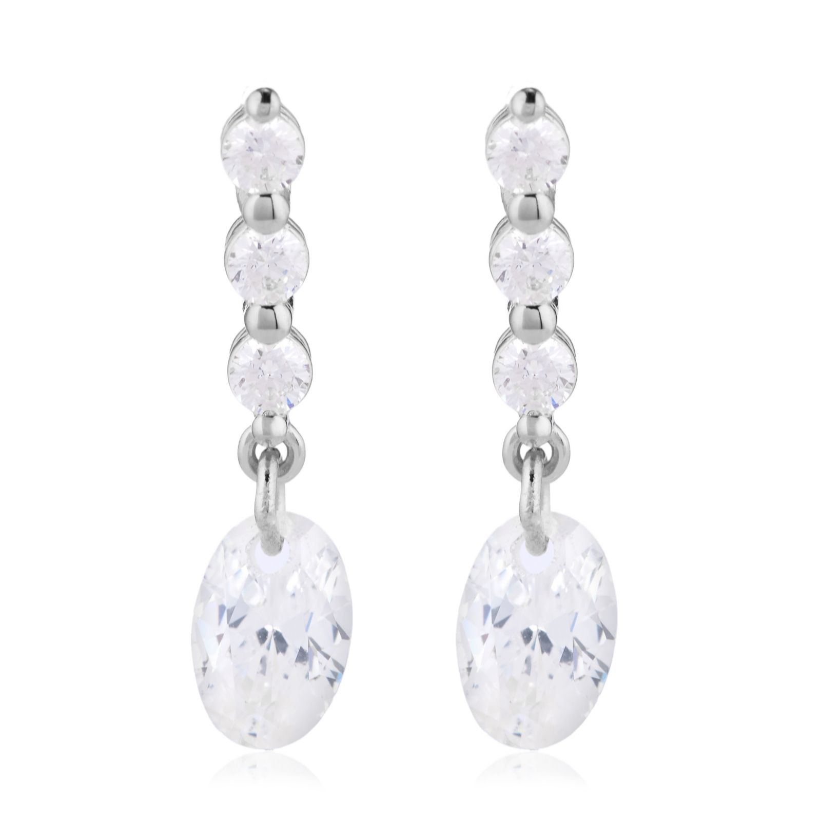 Diamonique 1ct Mini Oval Drop Earrings Sterling Silver