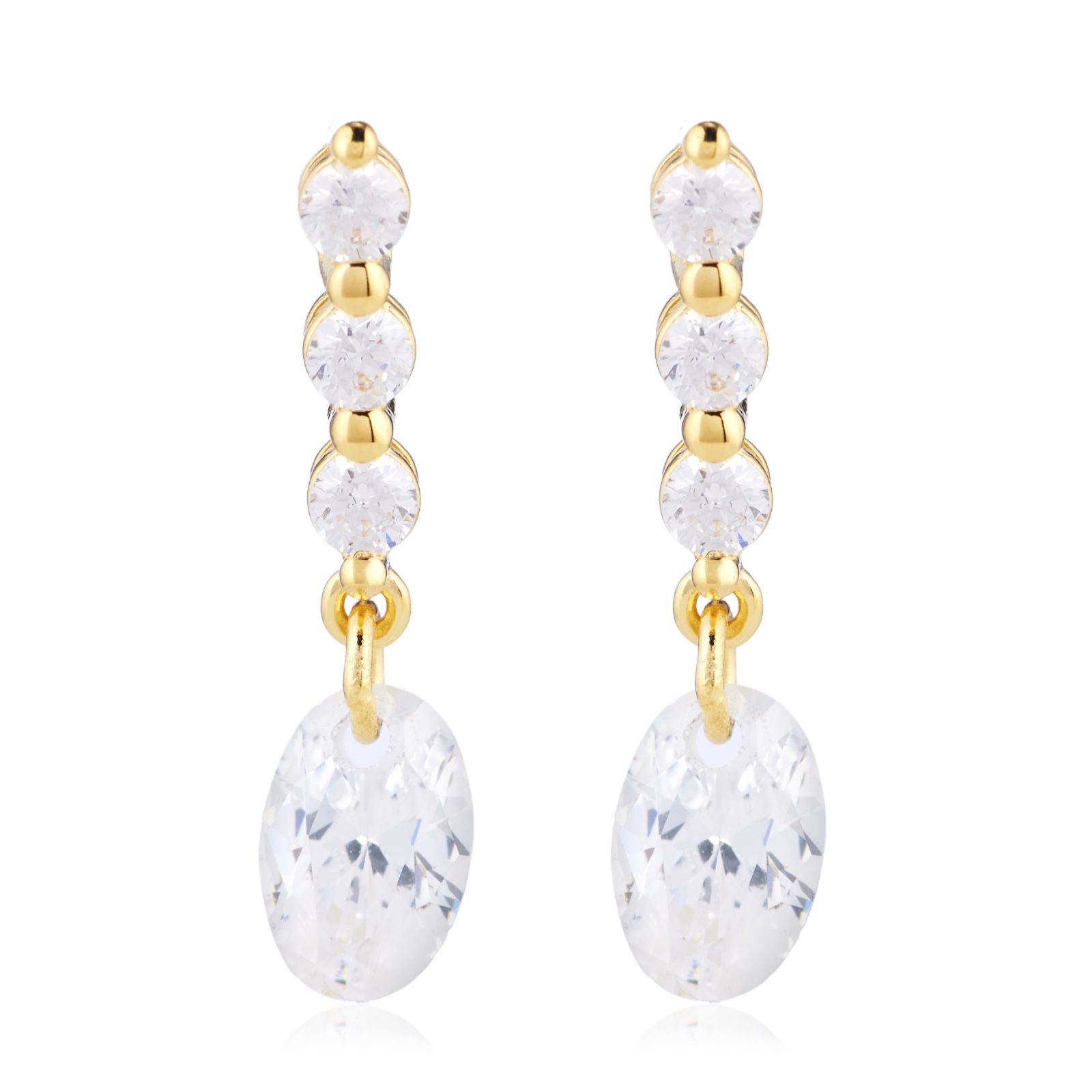 Diamonique 1ct Mini Oval Drop Earrings Sterling Silver