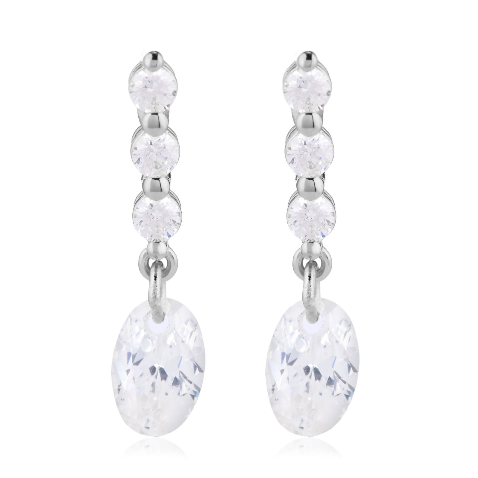 Diamonique 1ct Mini Oval Drop Earrings Sterling Silver