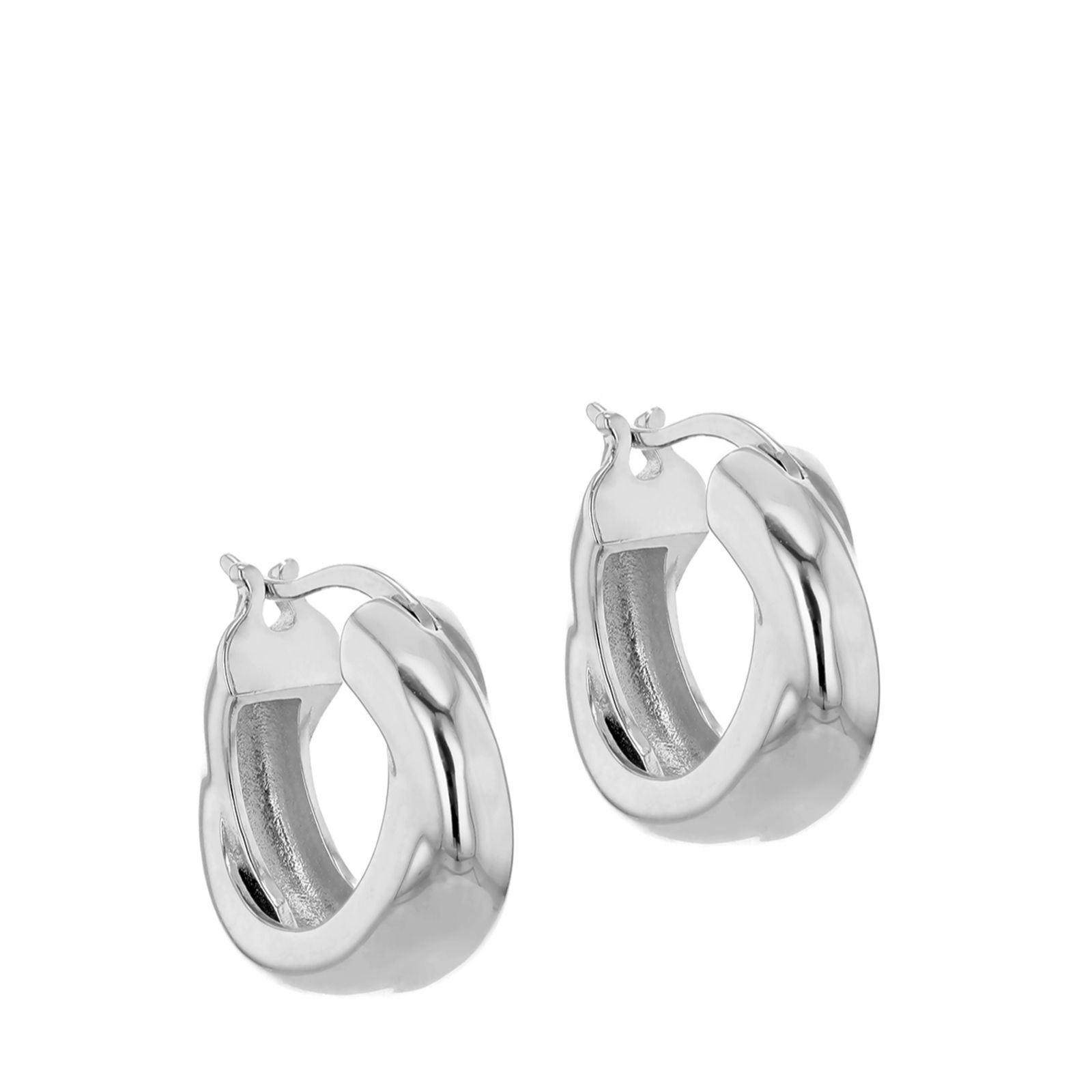 SILVER Chunky Twist Hoop Earrings - QVC UK