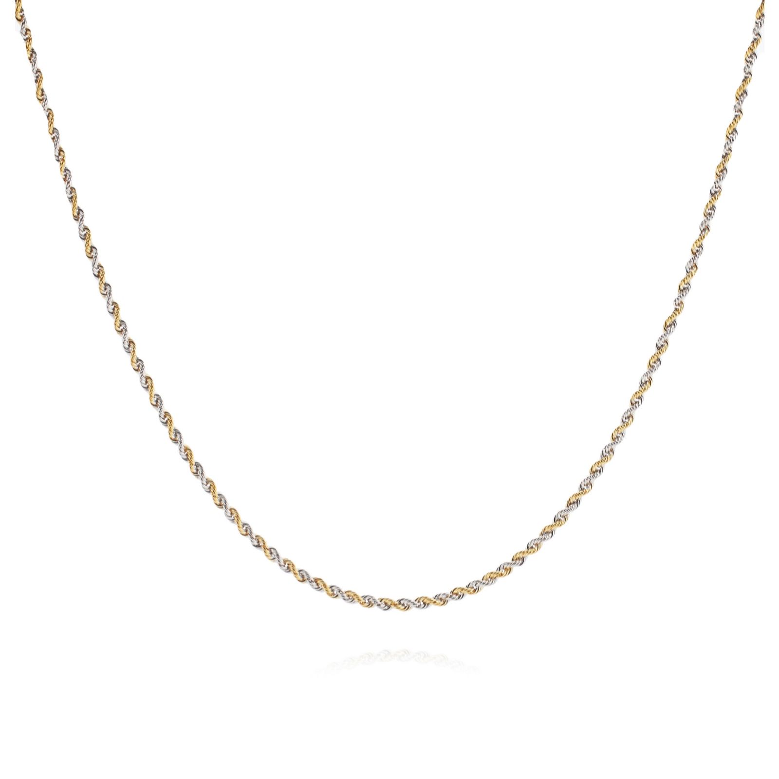 GOLD 9ct TwoTone Gold Hollow Rope Chain 41cm 1.42g QVC UK