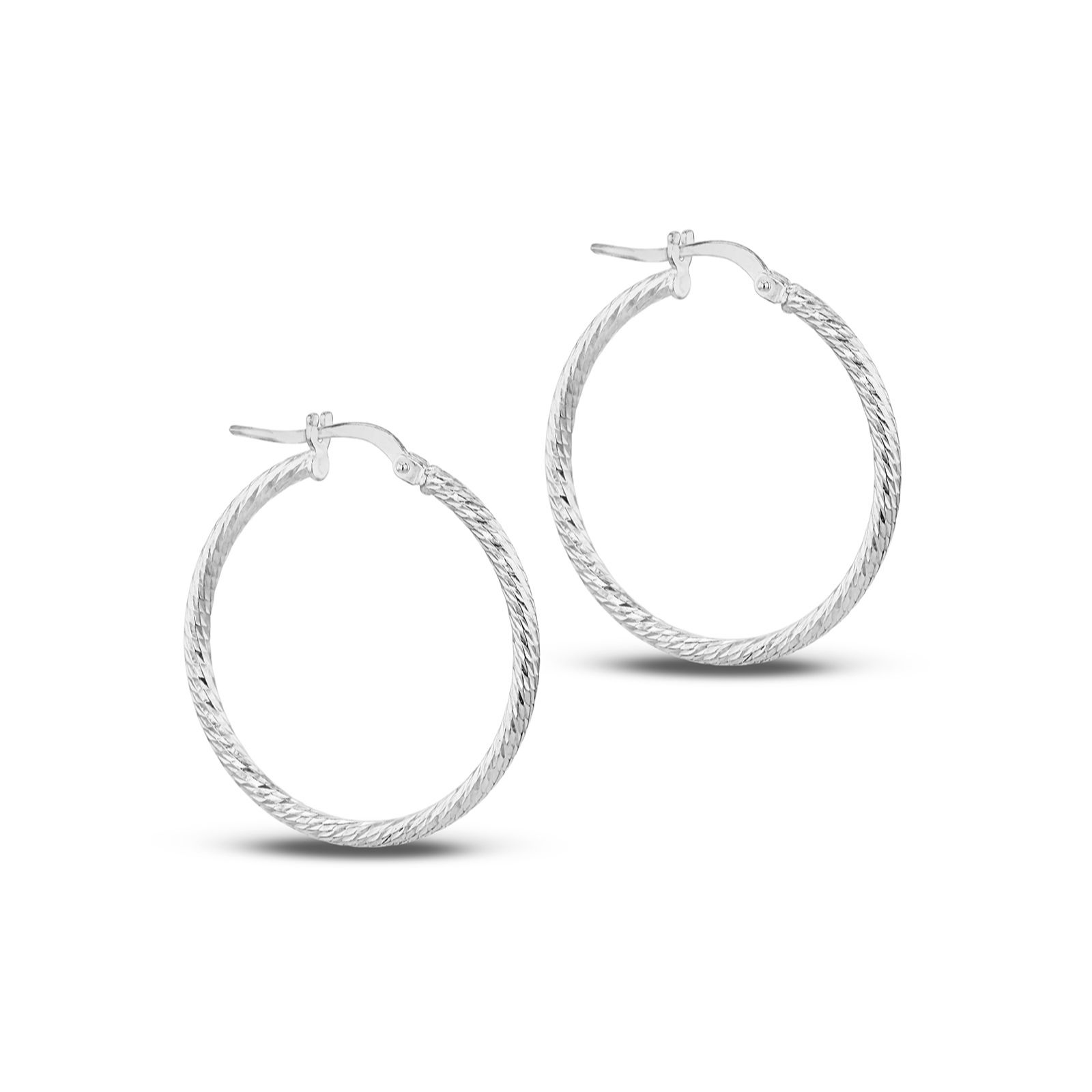 Faith & Brown Italian Crafted Textured Hoop Earrings Sterling Silver