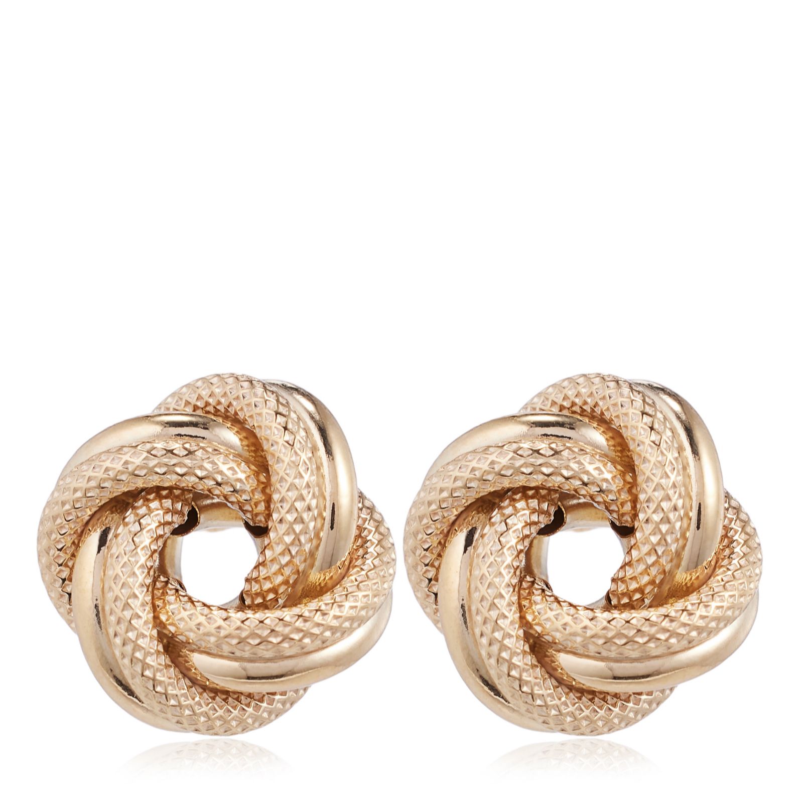 GOLD 9ct Italian Gold Double Knot Button Earrings 1g
