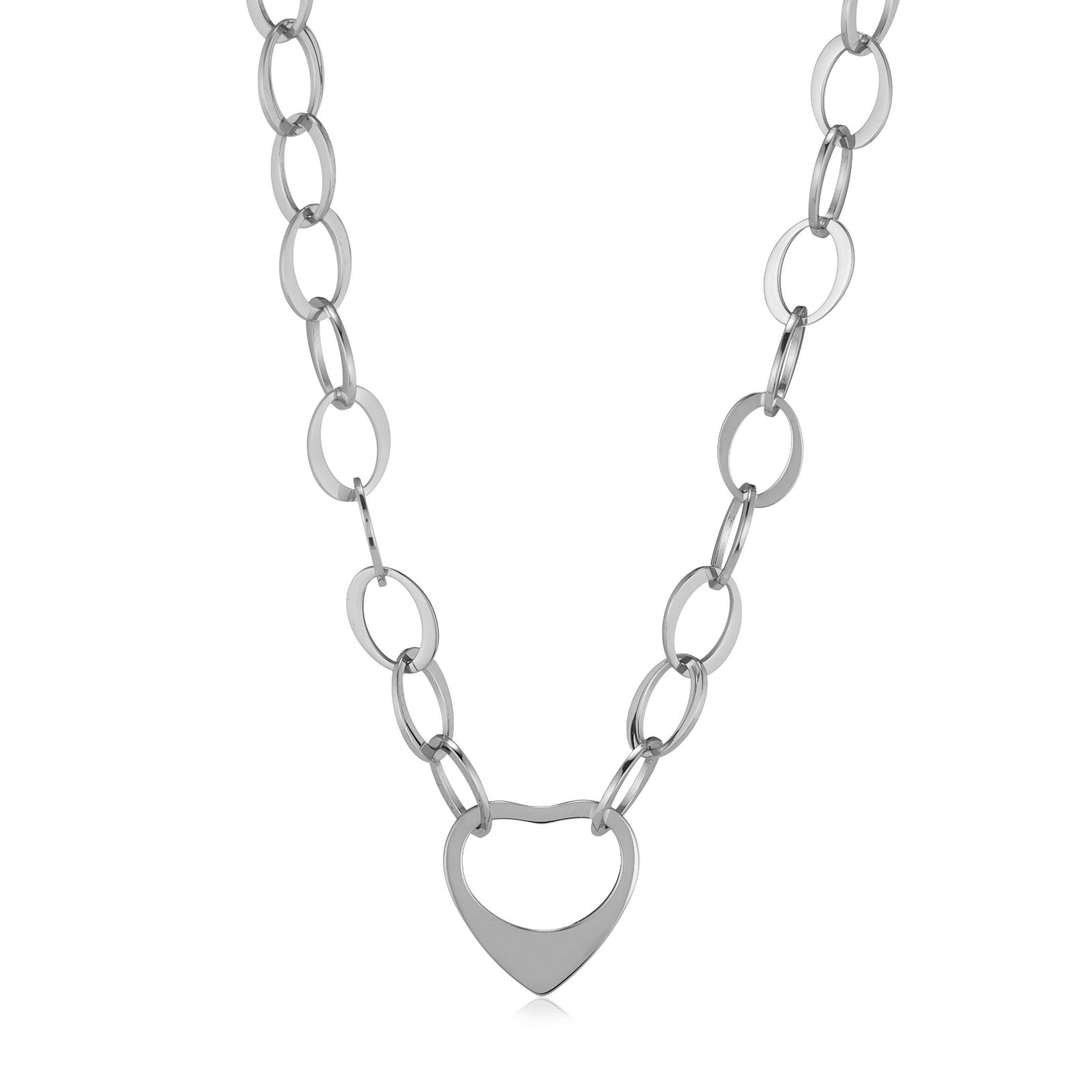 Steel by Diamonique Heart Chain Link Necklace Stainless Steel