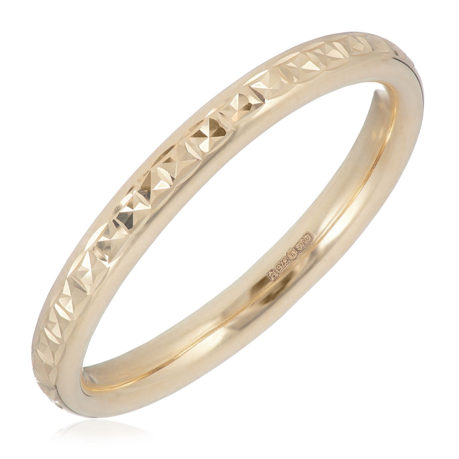 GOLD 9ct Italian Gold Diamond Cut Fedine Ring 0.90g