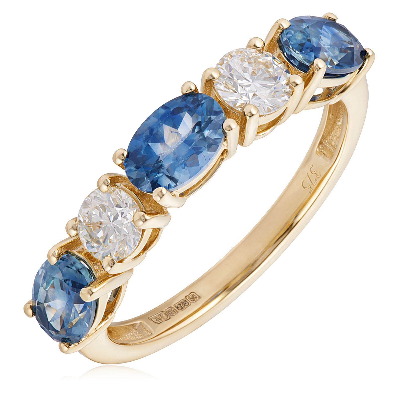 1.65ct Montana Blue Sapphire & 0.50ct Diamond Eternity Ring 9ct Gold