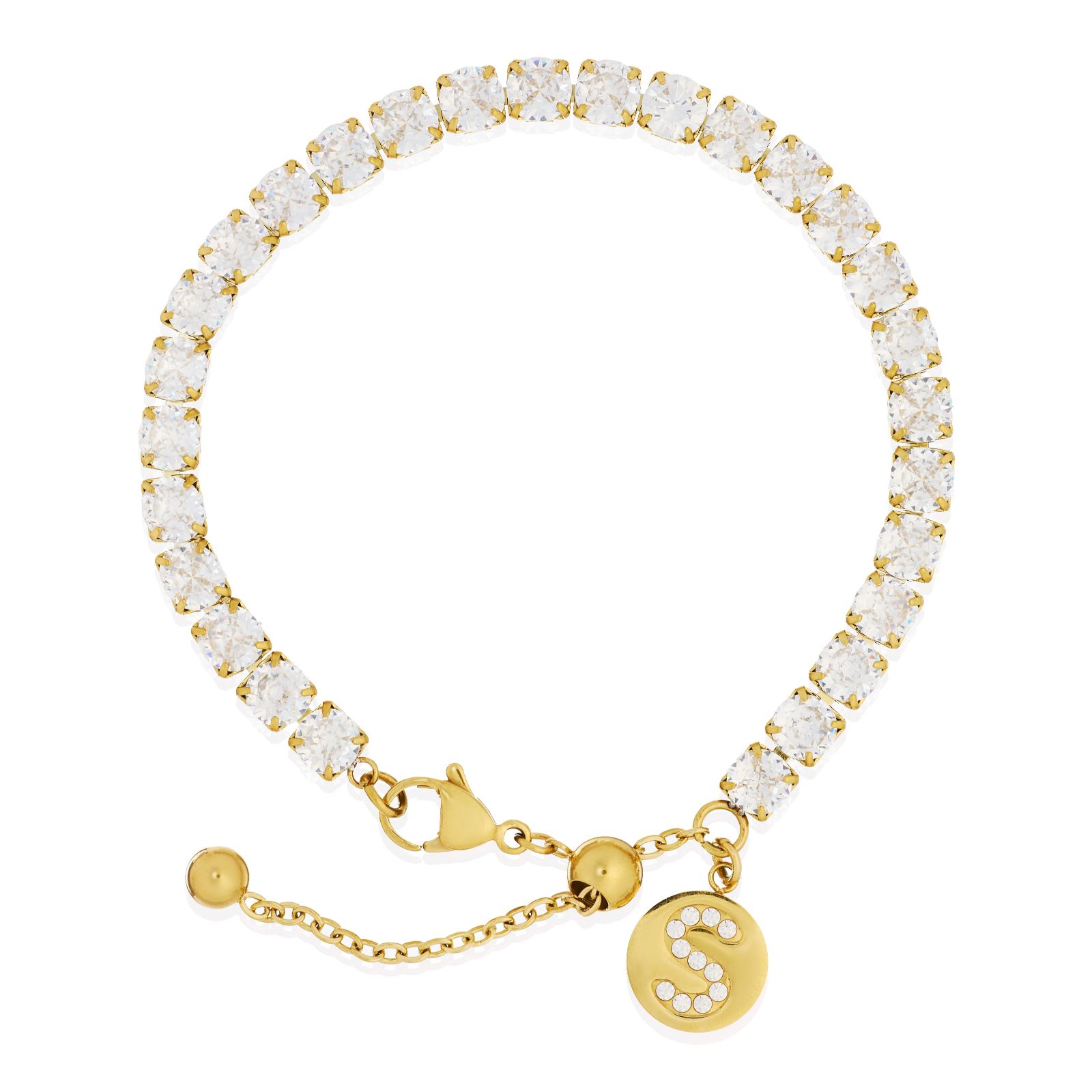 Steel by Diamonique Friendship Initial Tennis Bracelet