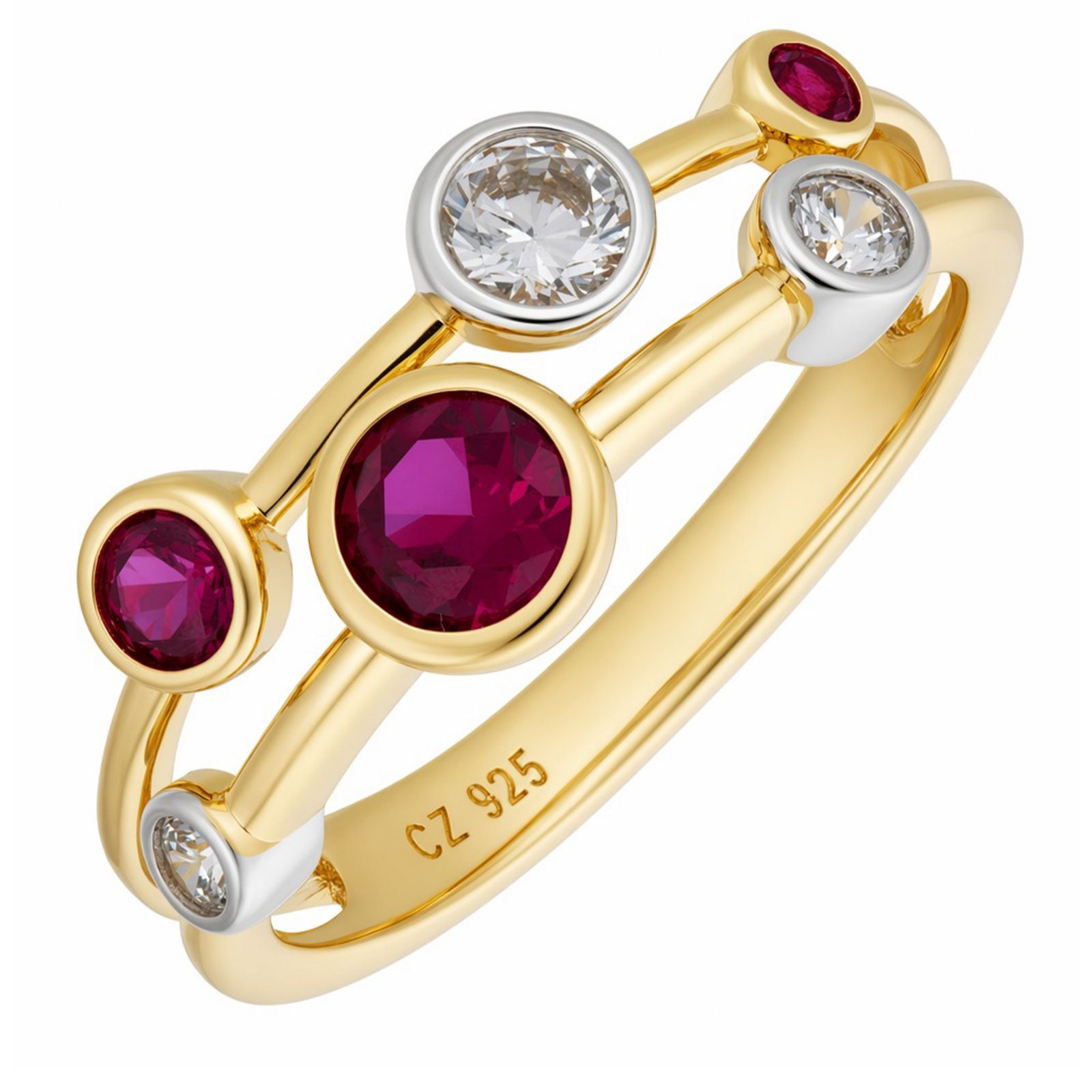 Diamonique 0.7ct tw Ruby Bubble Ring Sterling Silver