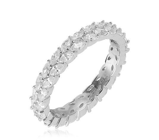 Diamonique 1.6ct Two Row Marquise Eternity Ring Sterling Silver