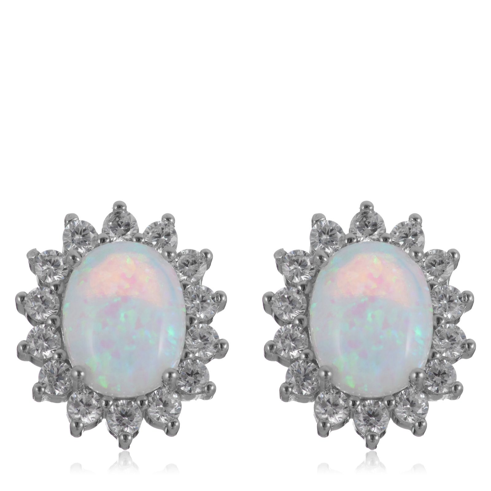 Diamonique 0.84ct tw Opal Stud Earrings Sterling Silver