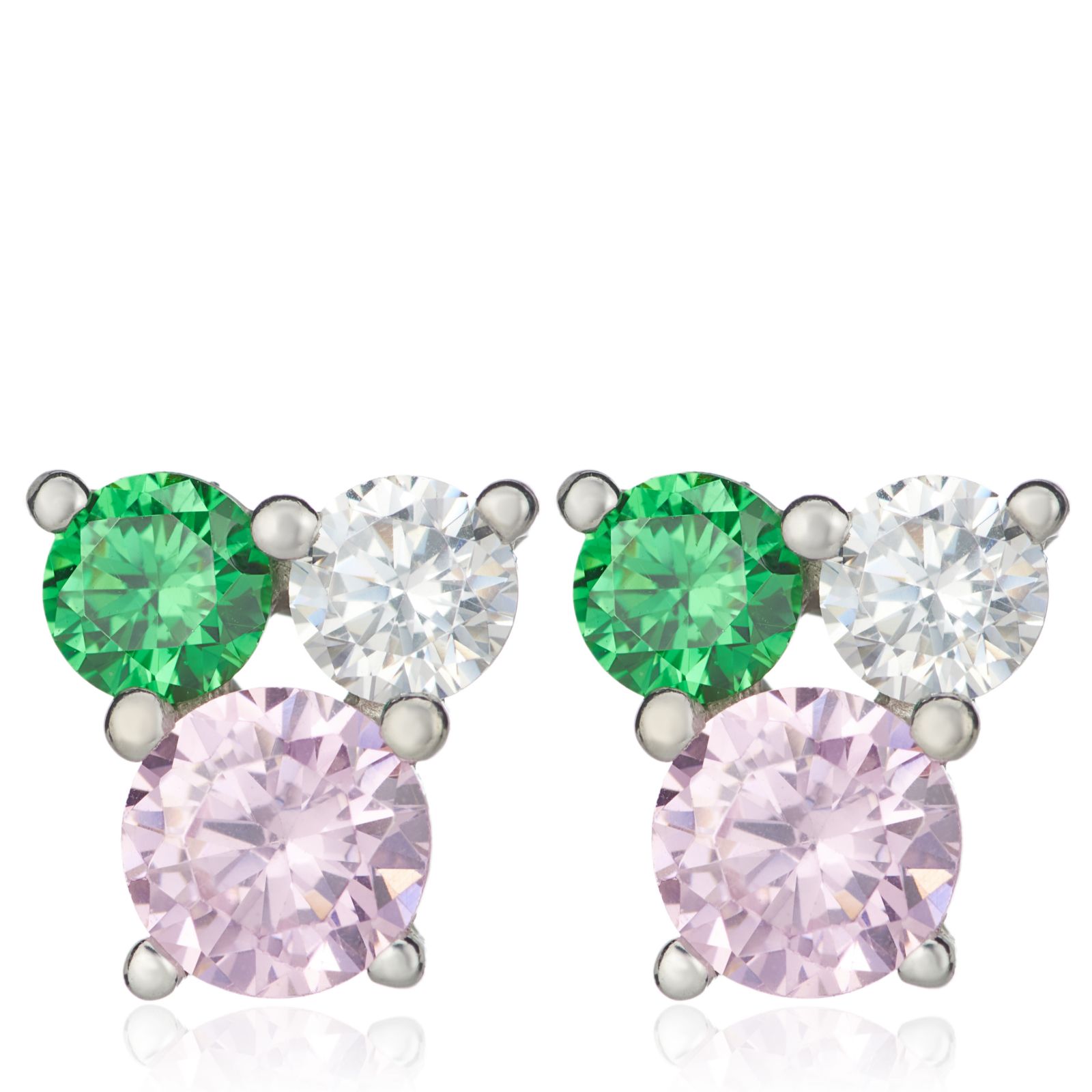 Diamonique 0.90ct tw Round Trio Stud Earrings Sterling Silver