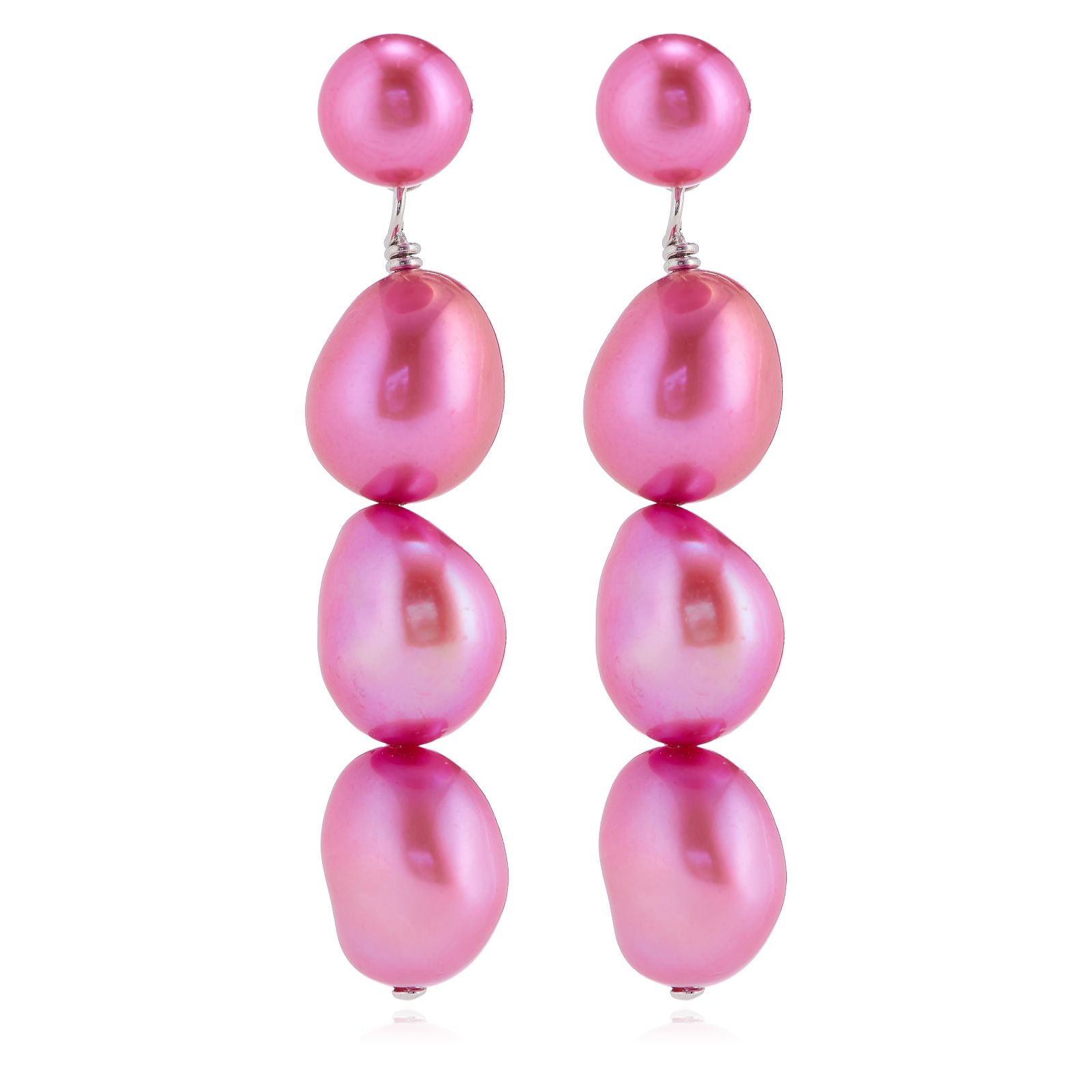 Lara Pearl Button and Baroque Pearl Drop Earring Sterling Silver