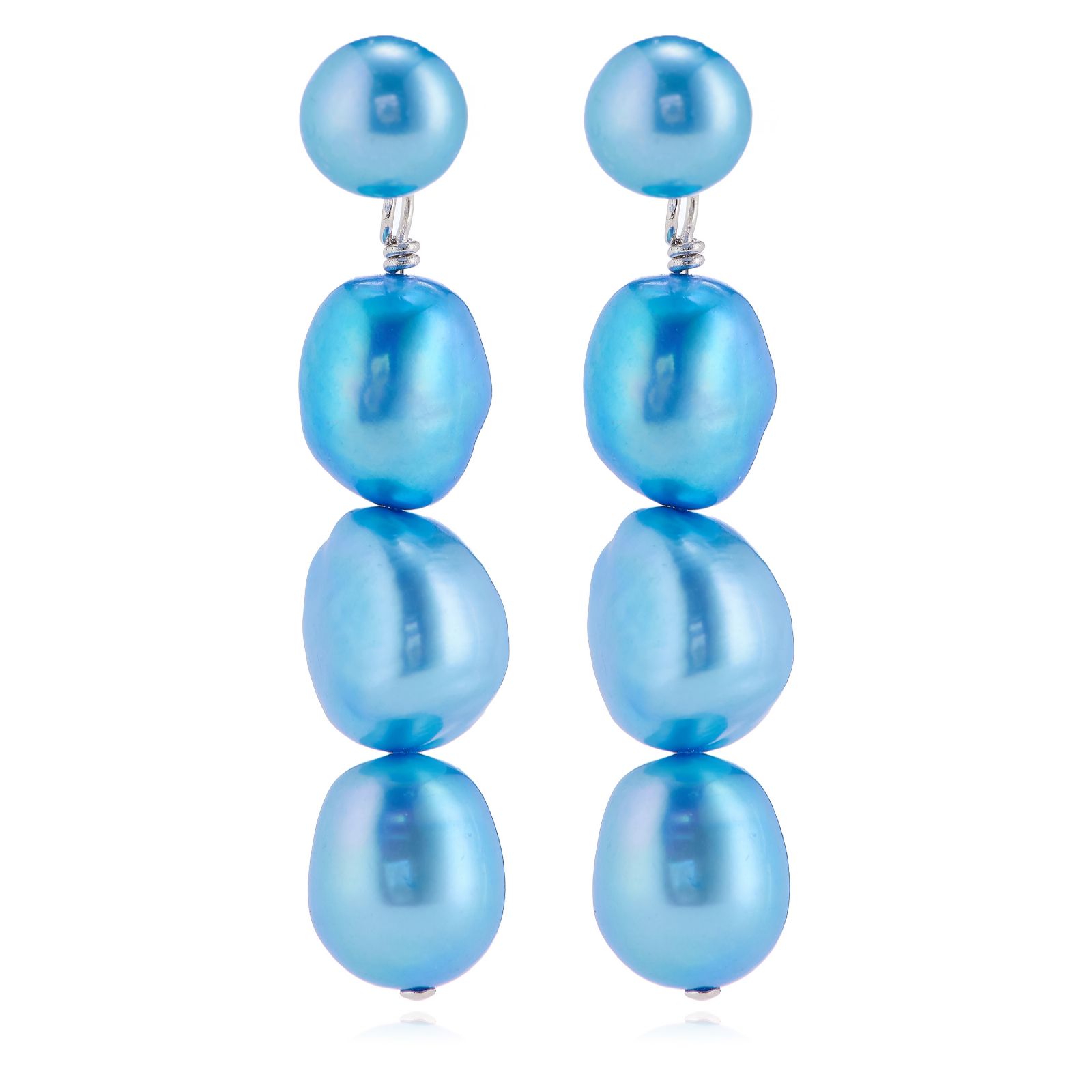 Lara Pearl Button and Baroque Pearl Drop Earring Sterling Silver