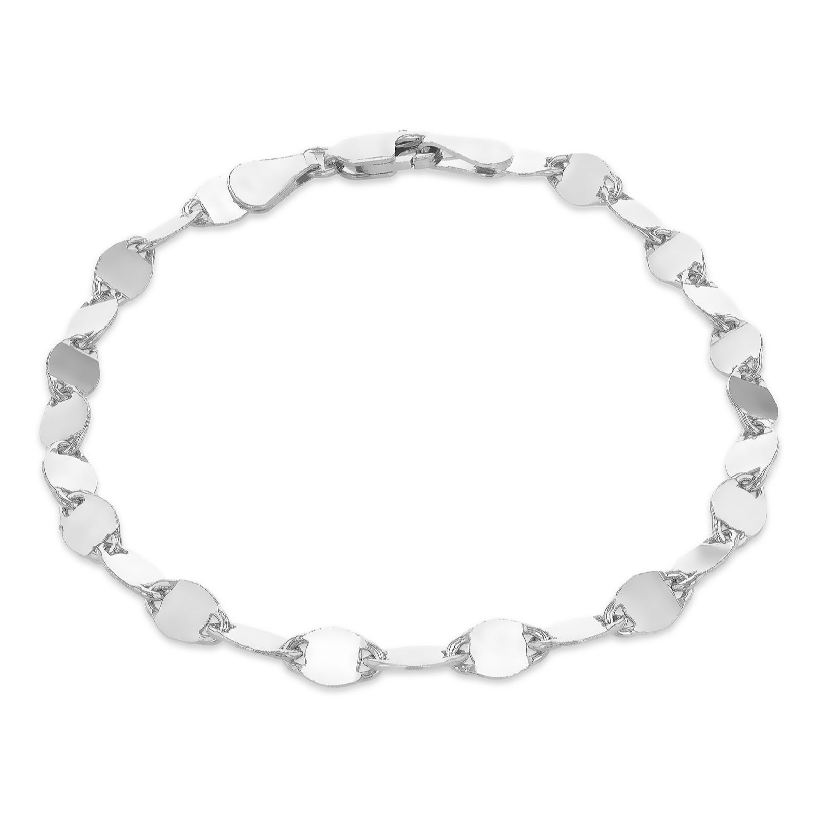 Faith & Brown Italian Crafted Large Flat Mirror Bracelet Sterling Silver