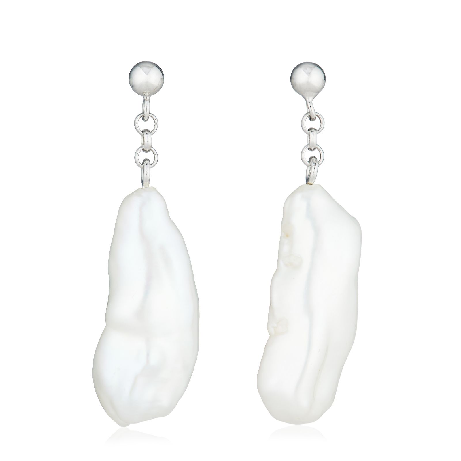 Lara Pearl Private Reserve 7mm Liquid Keshi Pearl Drop Earrings Sterling Silver