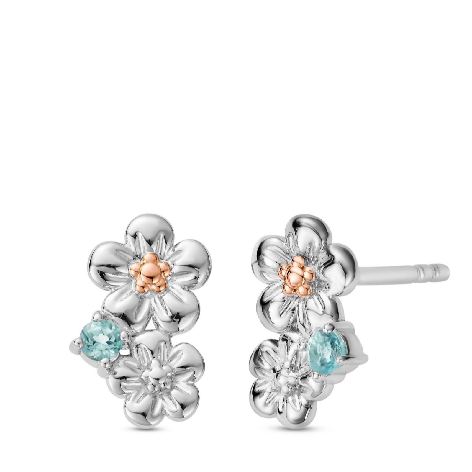Clogau Nature's Wonder Forget Me Not Earrings with Swiss Blue Topaz