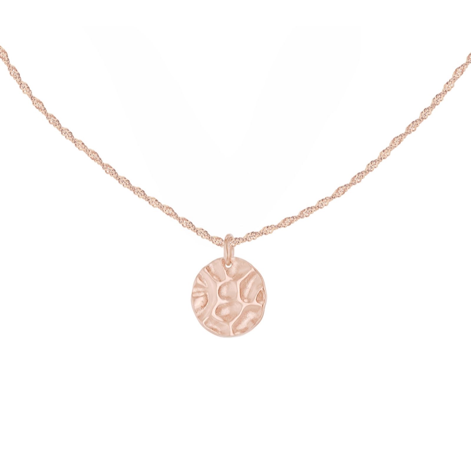 Faith & Brown Italian Crafted Curb Chain and Textured Pendant Necklace