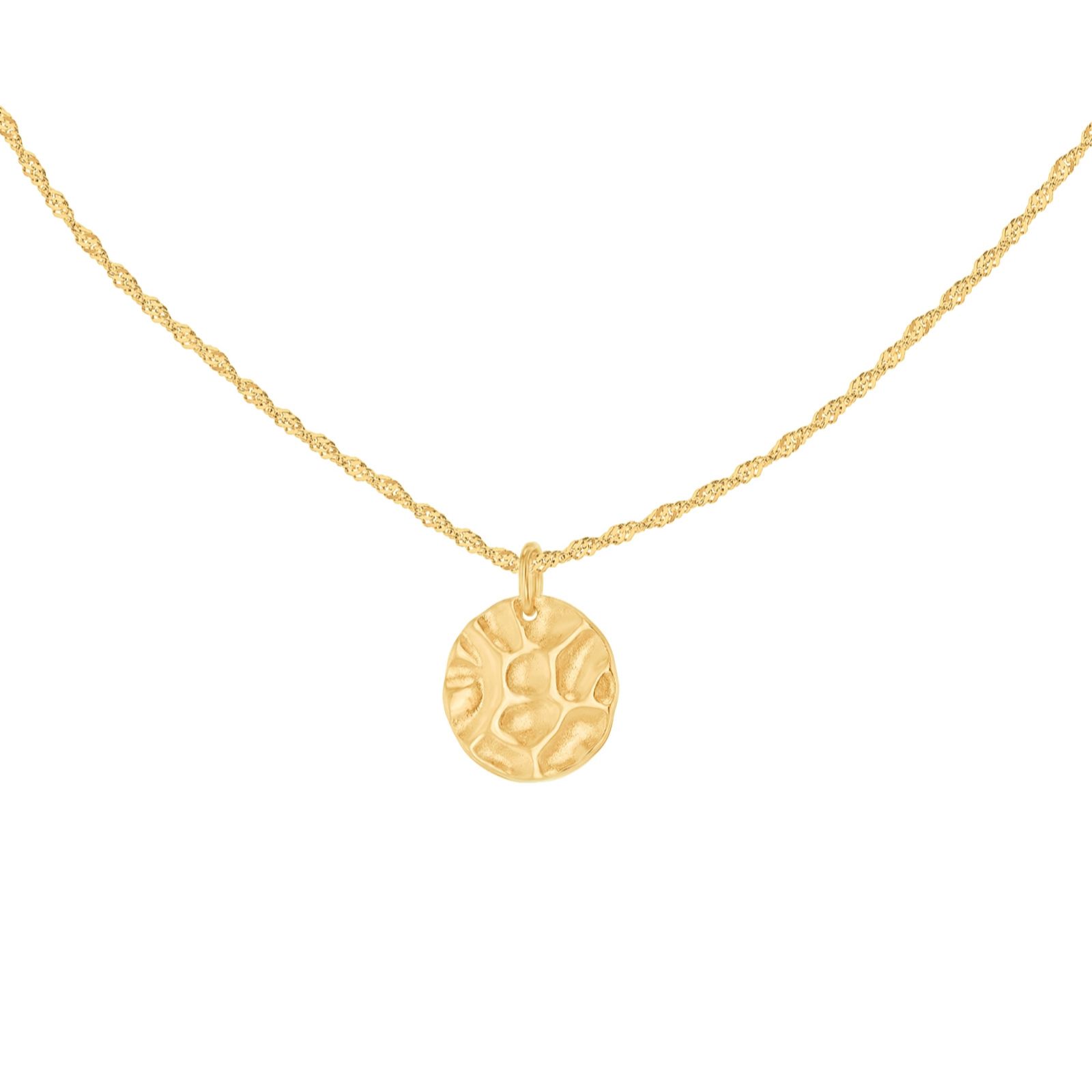 Faith & Brown Italian Crafted Curb Chain and Textured Pendant Necklace