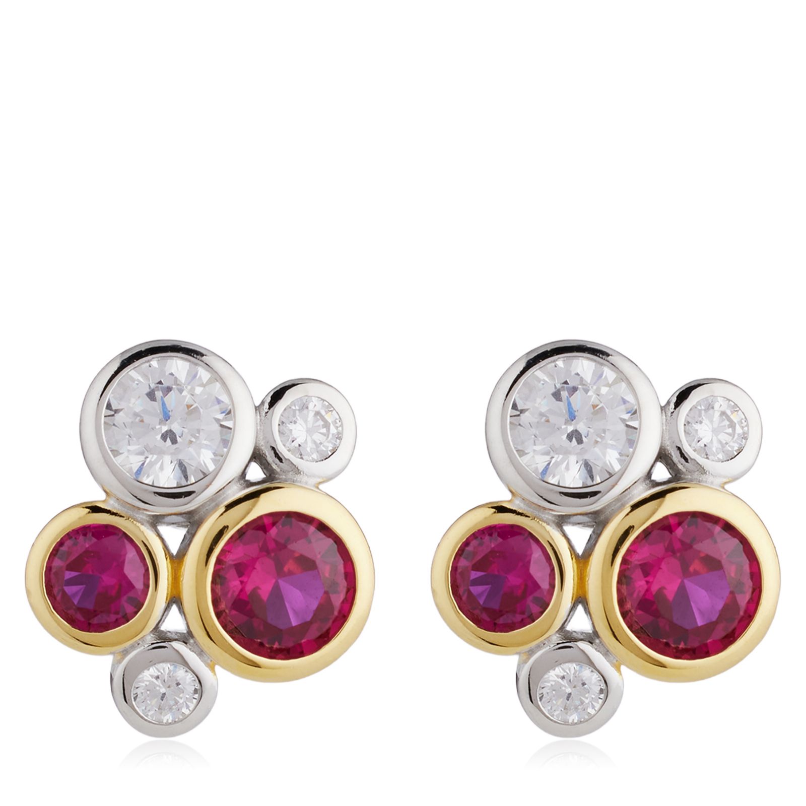 Diamonique 1.5ct Ruby Bubble Stud Earrings Sterling Silver