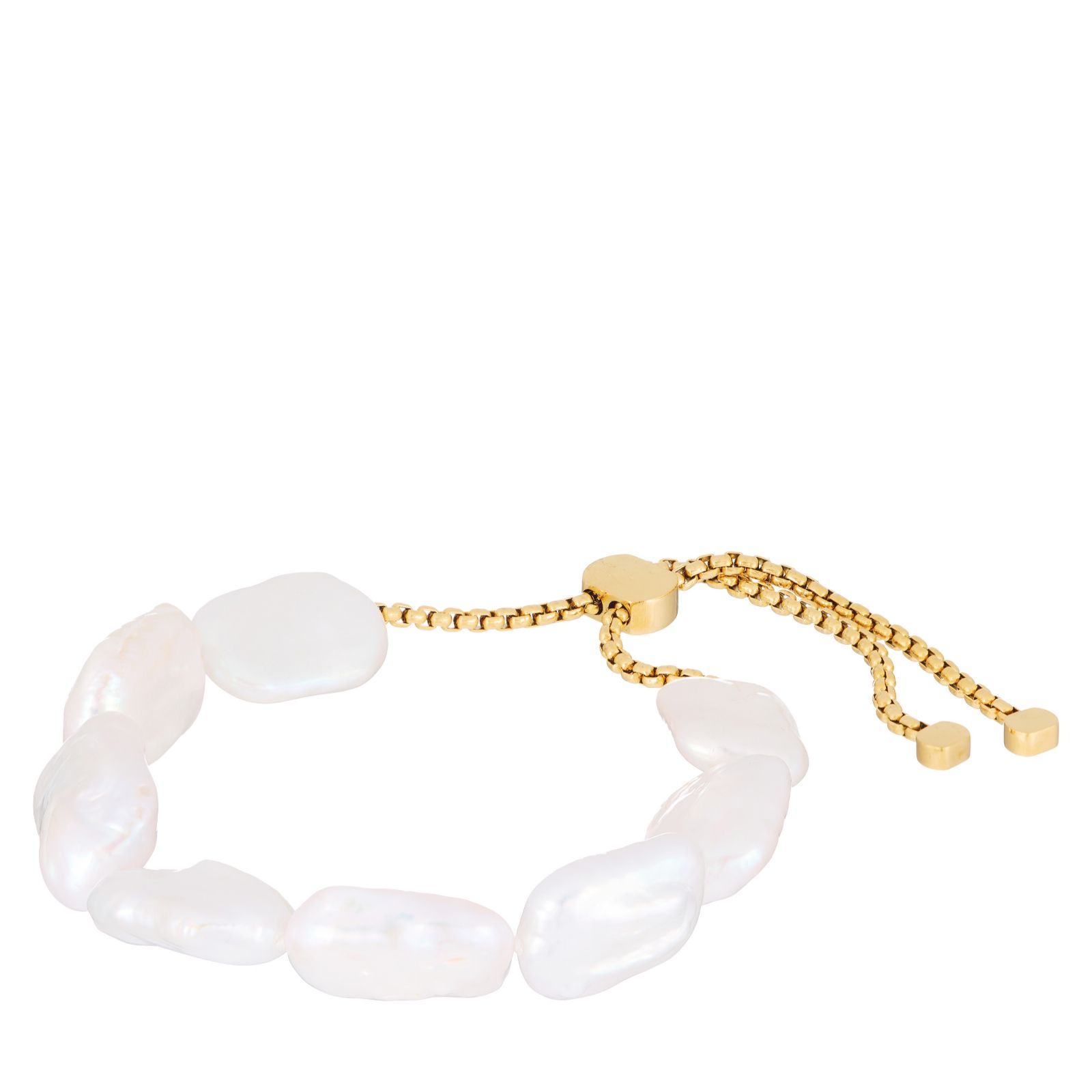Lara Pearl Private Reserve 11mm Square Coin Pearl Bracelet Stainless Steel