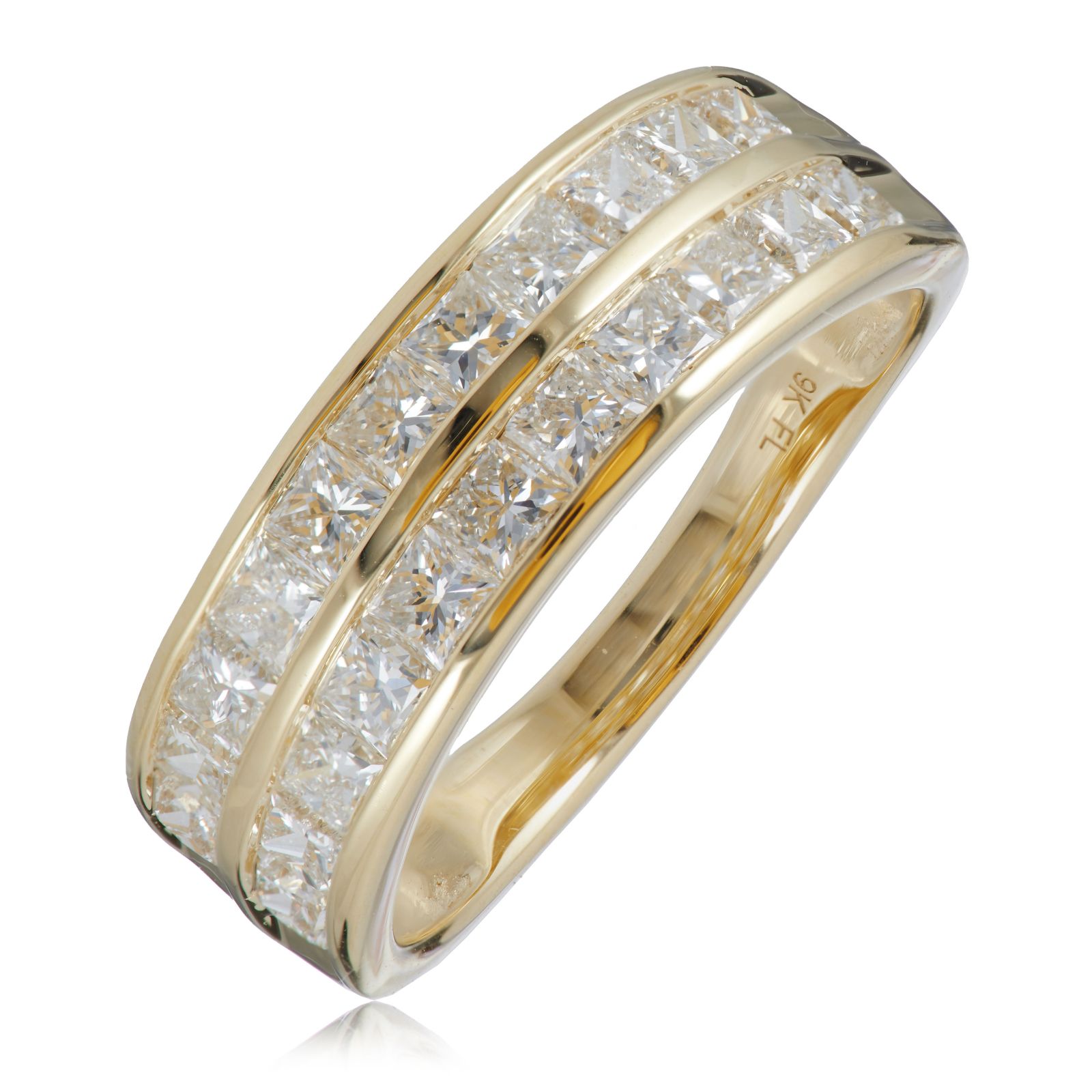 Fire Light 1.5ct Lab Grown Diamond Double Row Band Ring 9ct Gold