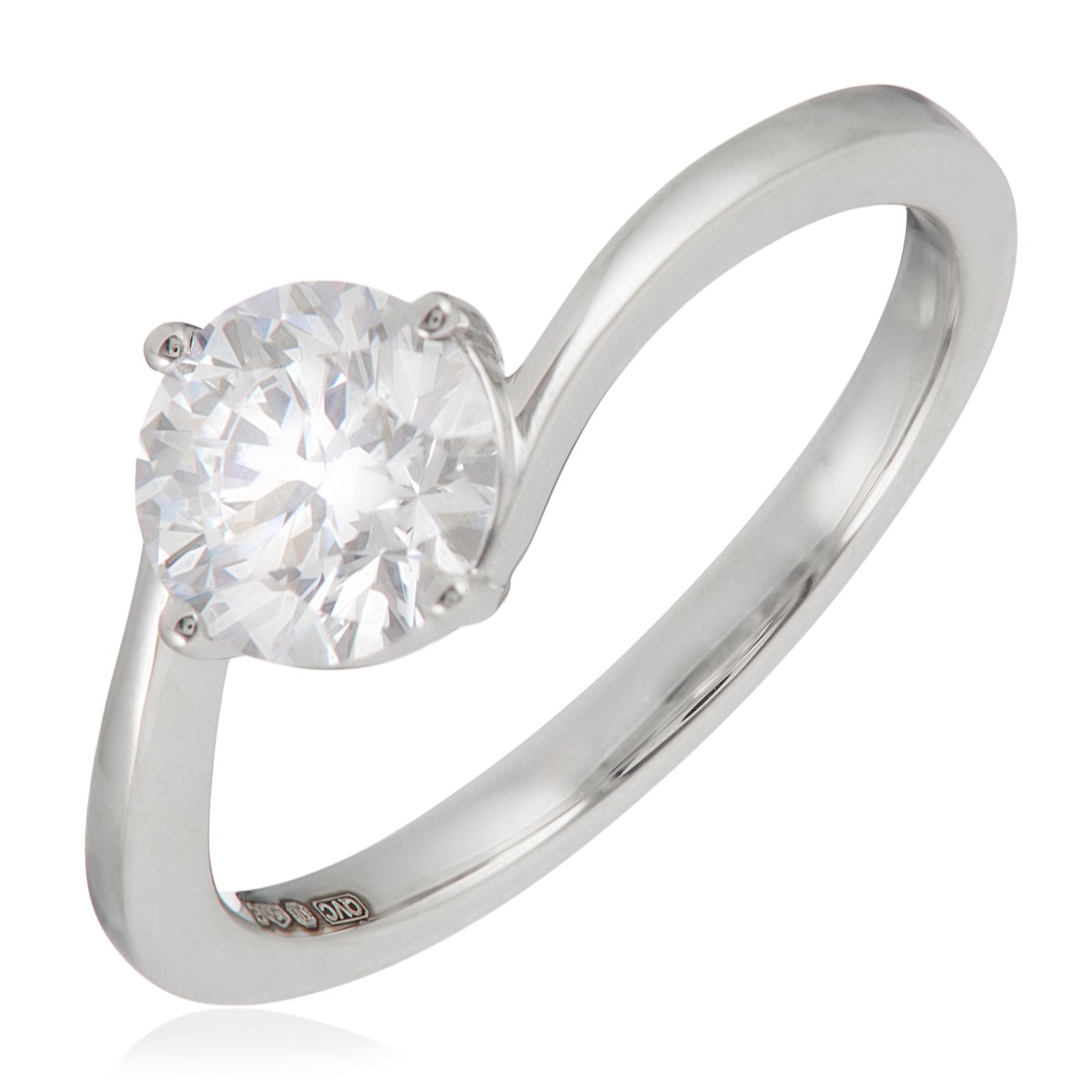 Fire Light 1ct Lab Grown Diamond Solitaire Bypass Ring Platinum