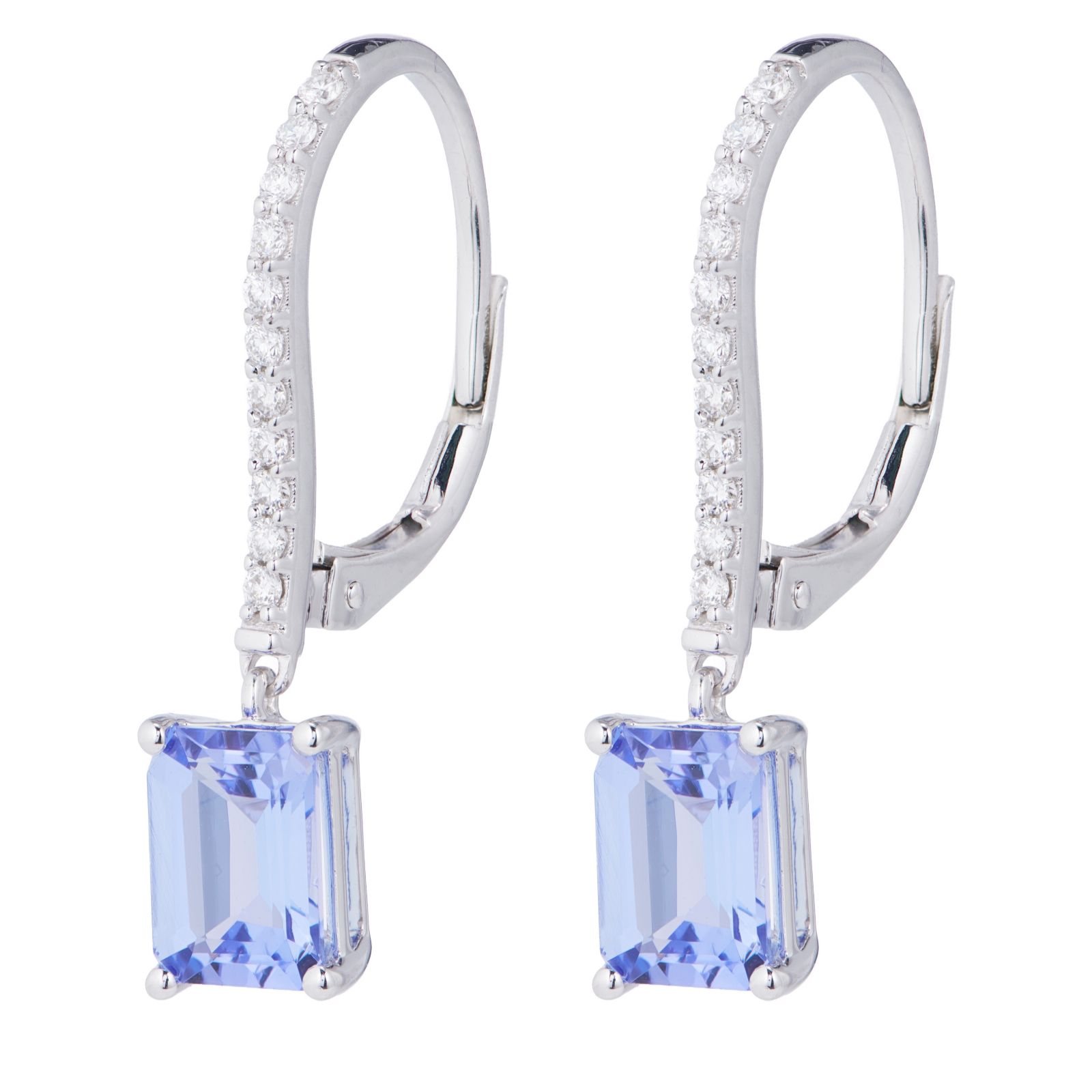 1.92ct AA Tanzanite Leverback Earrings 9ct Gold