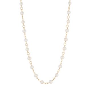 Lara Pearl 7-8mm Ringed Potato Pearl and Chain 61cm Necklace Stainless Steel