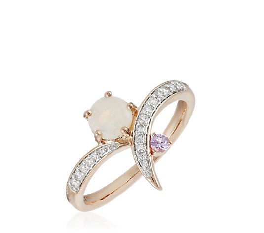 0.38ct Australian Opal Pink Sapphire & 0.16ct Diamond Ring 9ct Rose Gold