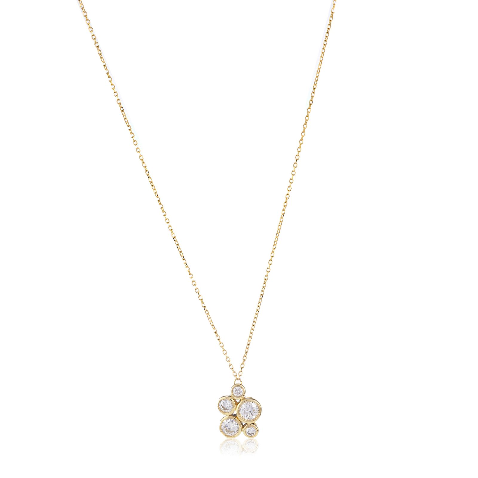 Fire Light 1ct Lab Grown Diamond Bezel Set Bubble Pendant & Chain 9ct Gold