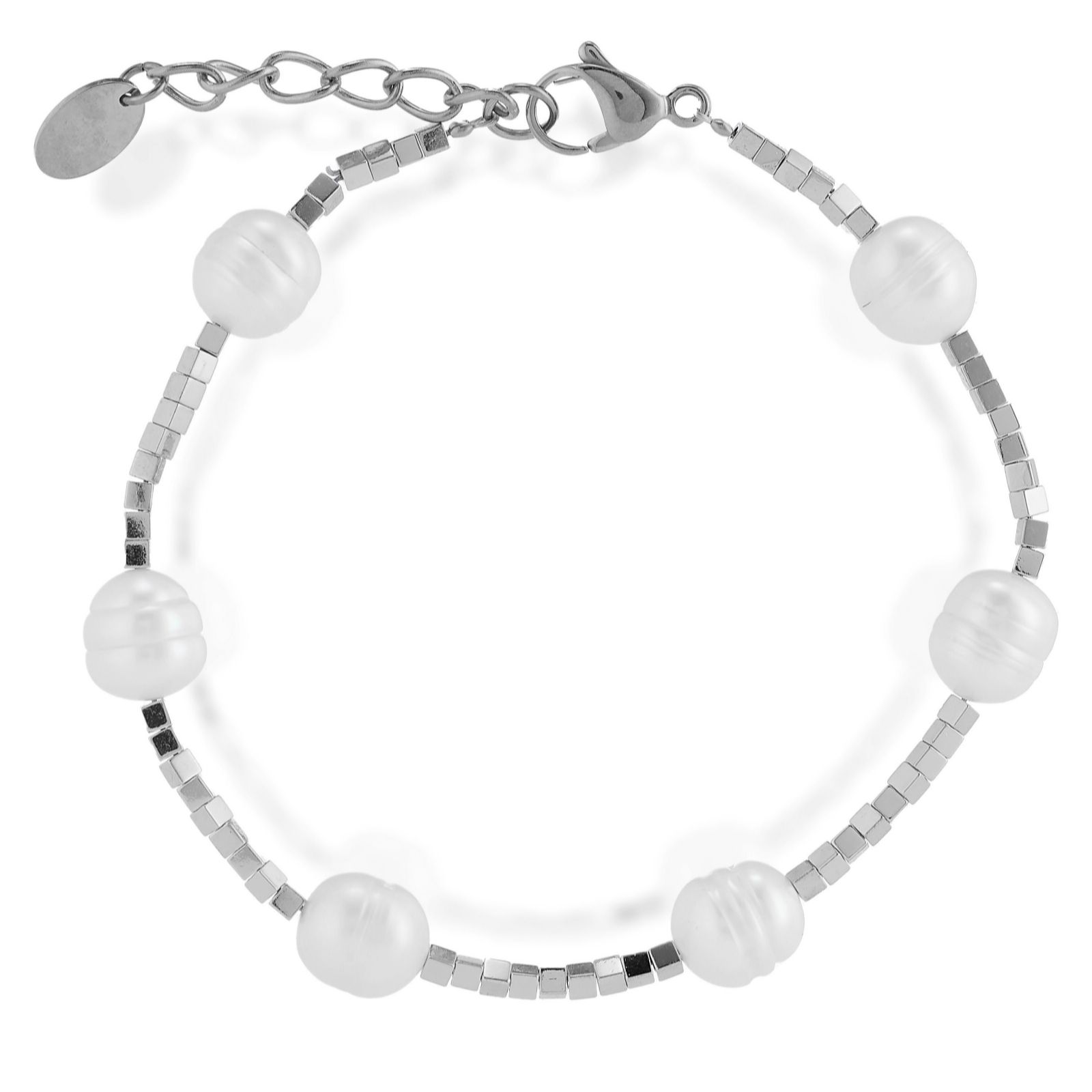 Lara Pearl Cultured Pearl and Hematite Bracelet Stainless Steel
