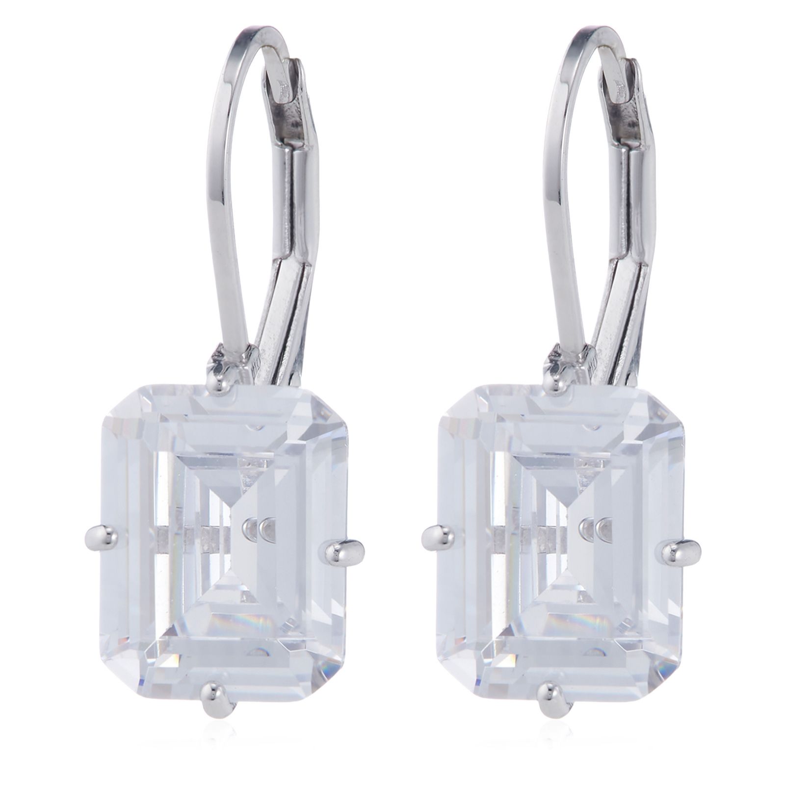 Diamonique 8ct tw Drop Earrings Sterling Silver