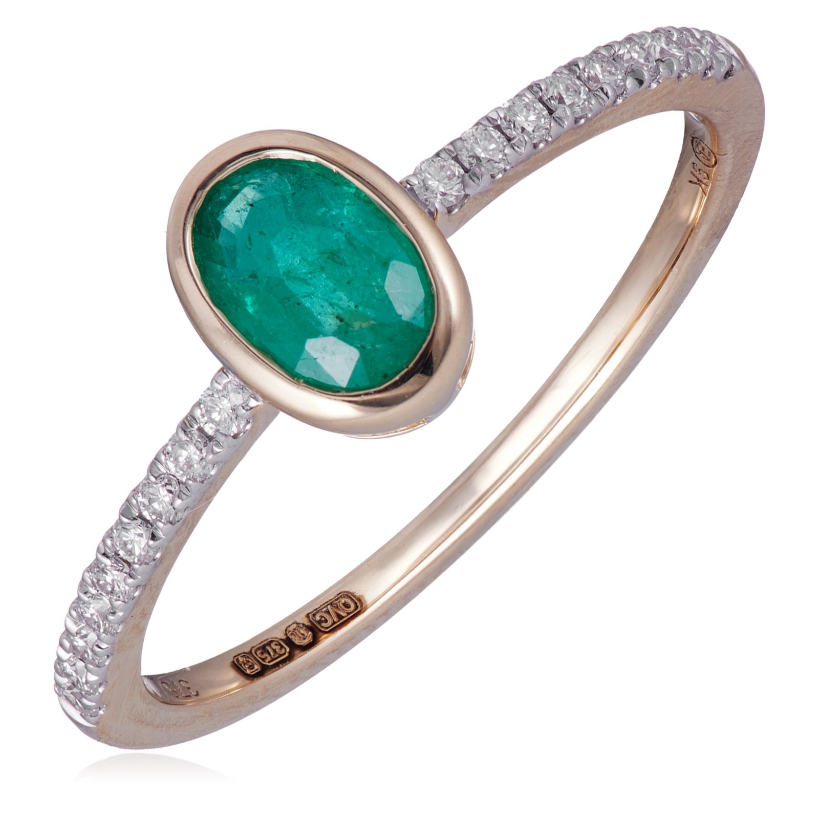 0.35-0.48ct Bezel Set Gemstone  & 0.09ct Diamond Ring 9ct Gold