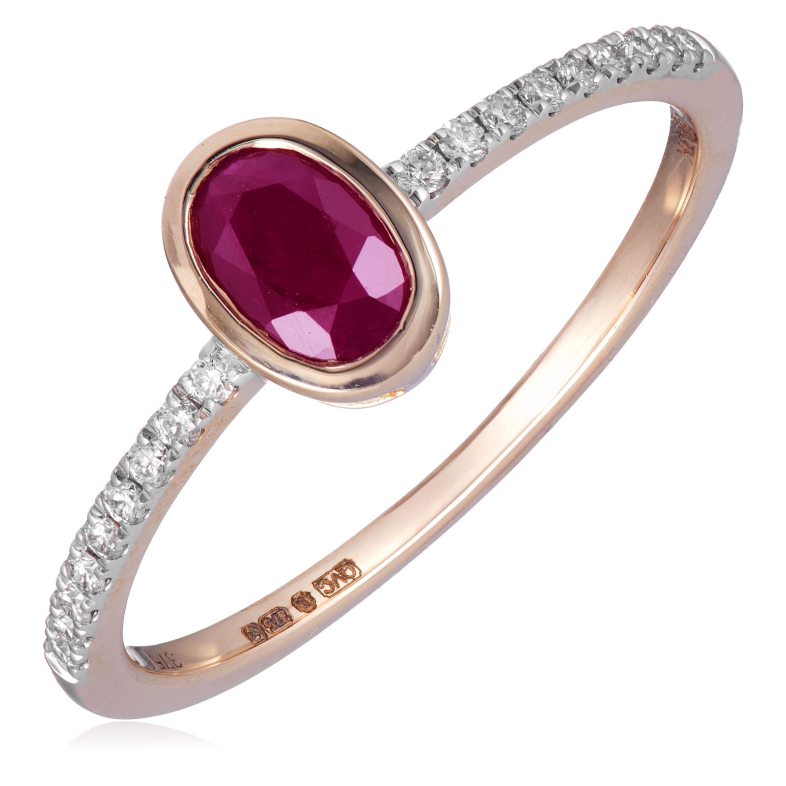0.35-0.48ct Bezel Set Gemstone  & 0.09ct Diamond Ring 9ct Gold