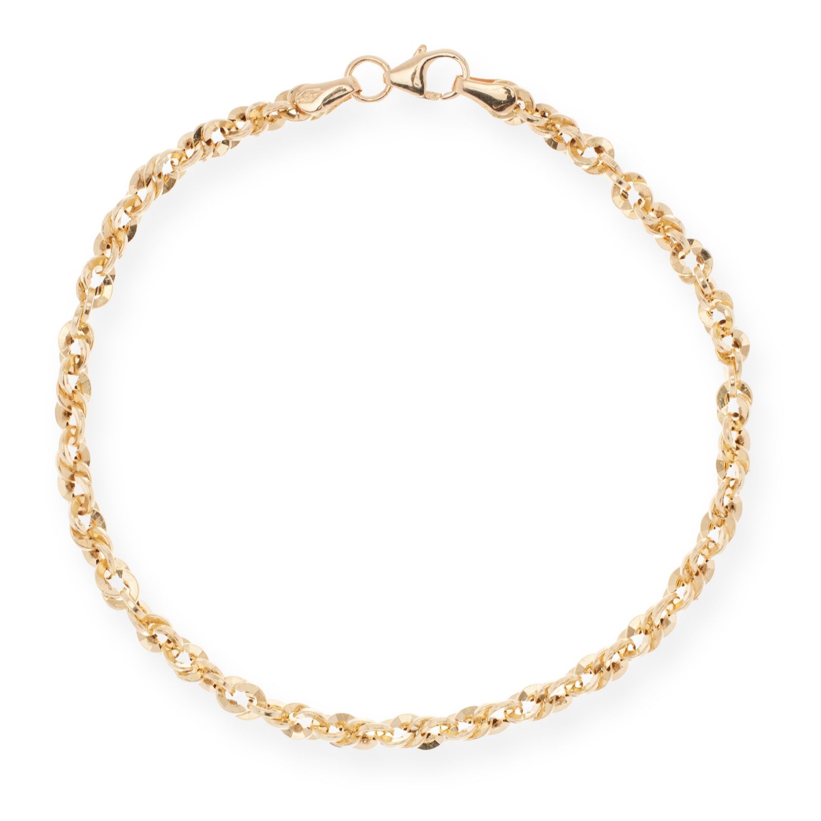 GOLD 9ct Italian Gold Diamond Cut Polished 19cm Bracelet 2.2g