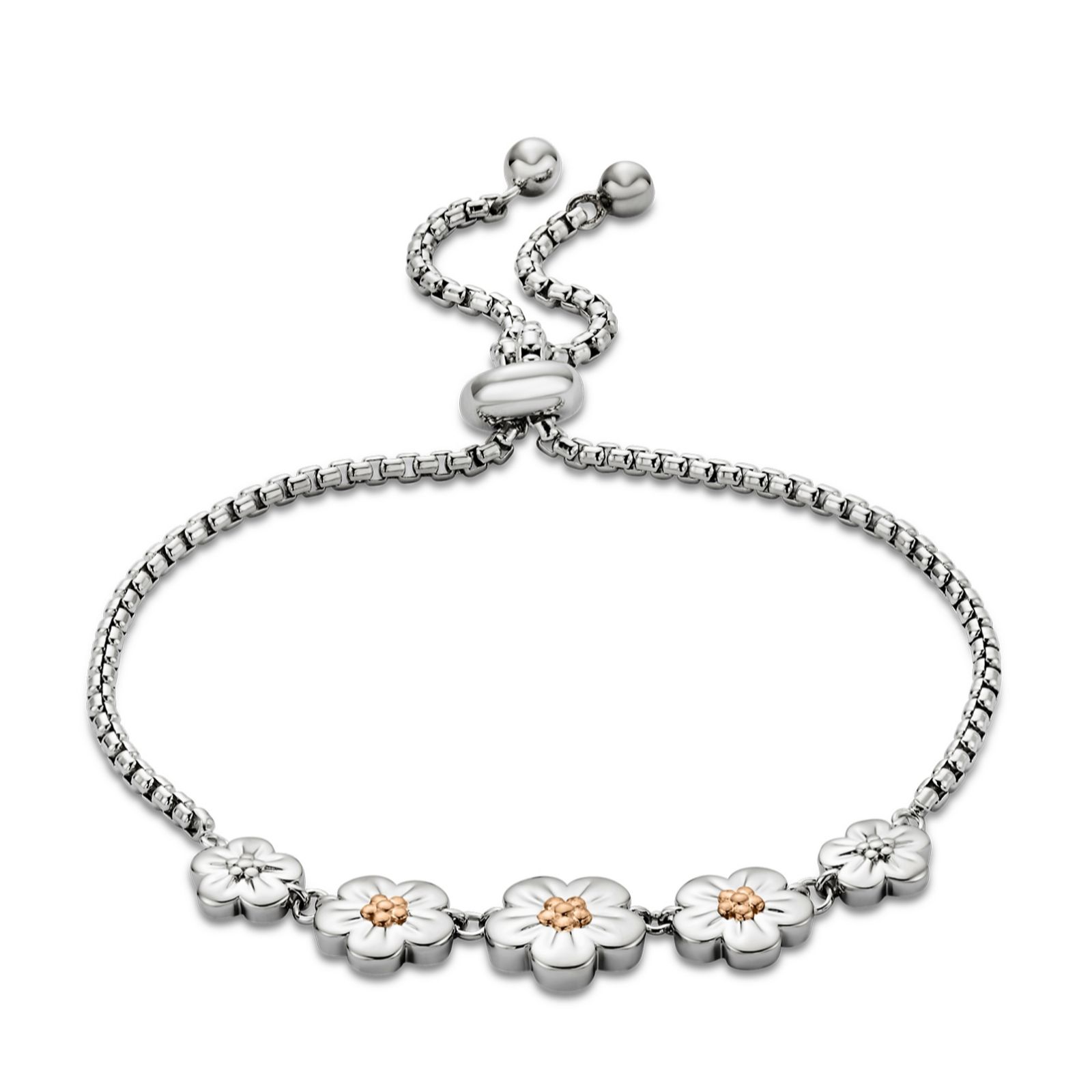 Clogau Nature's Wonder Sterling Silver Forget Me Not Adjustable Bracelet