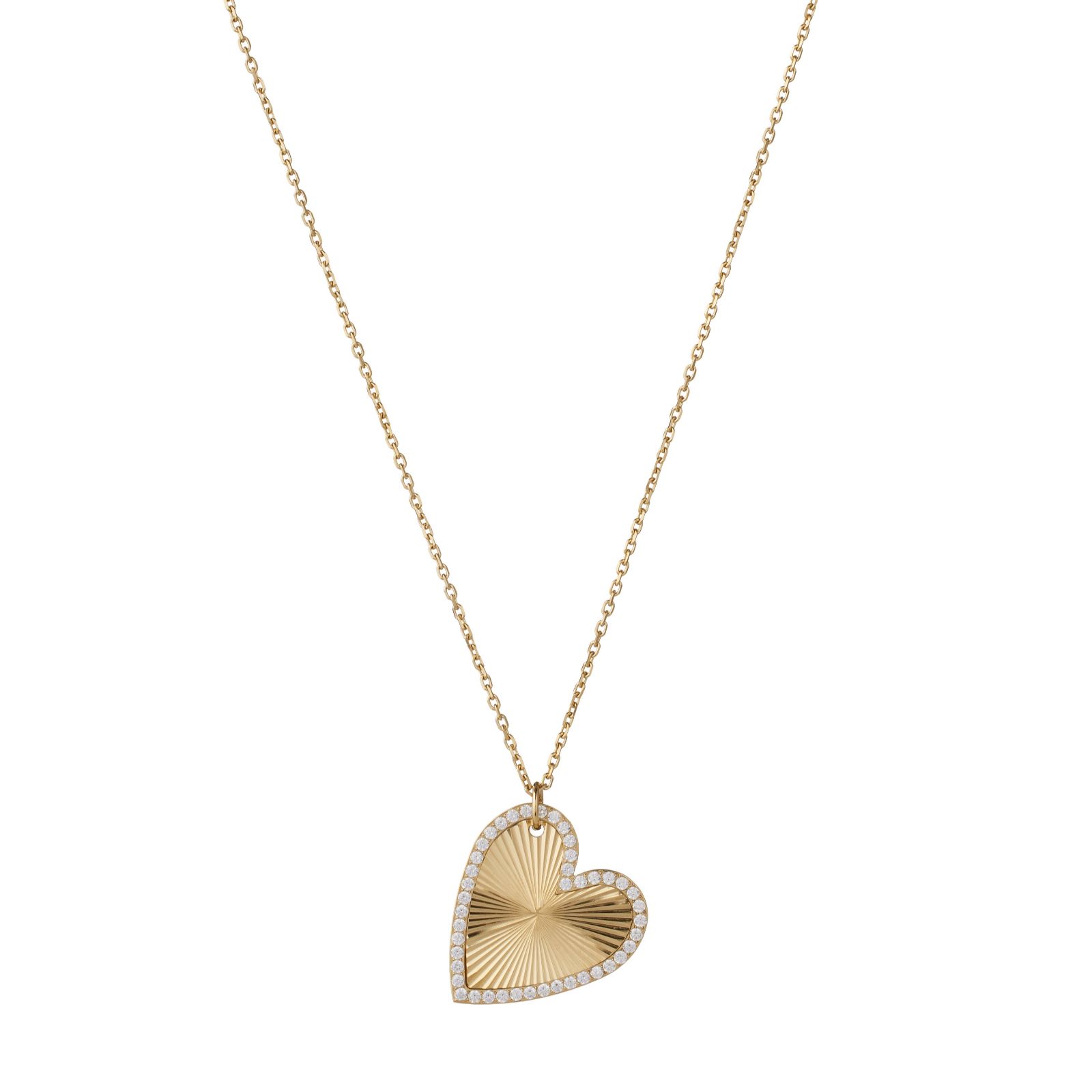 Steel by Diamonique Diamond Cut Heart Necklace Stainless Steel