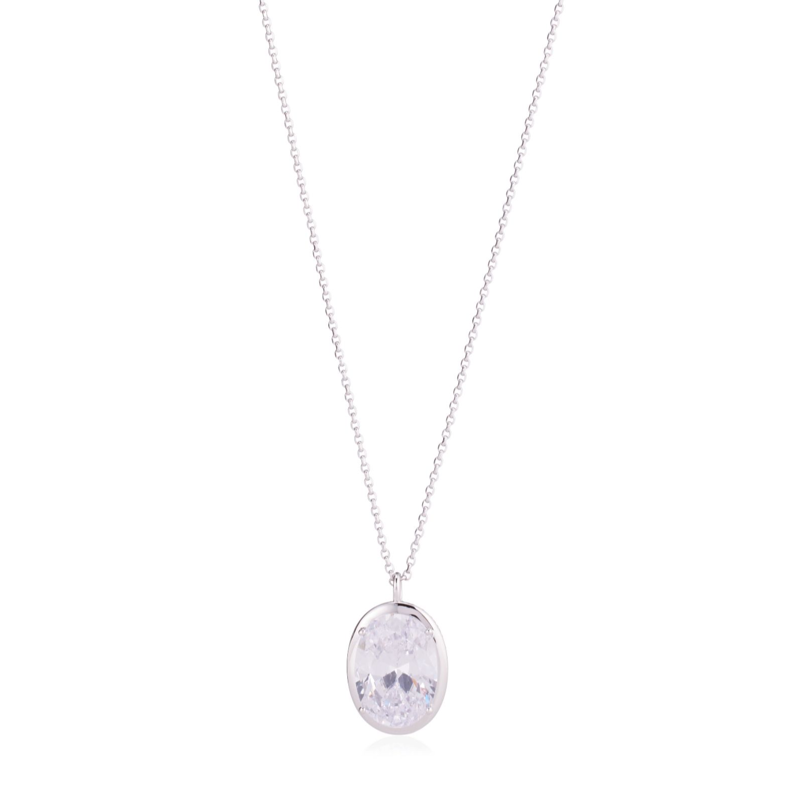 Paul Costelloe for Diamonique Oval Cut Pave Pendant and Chain