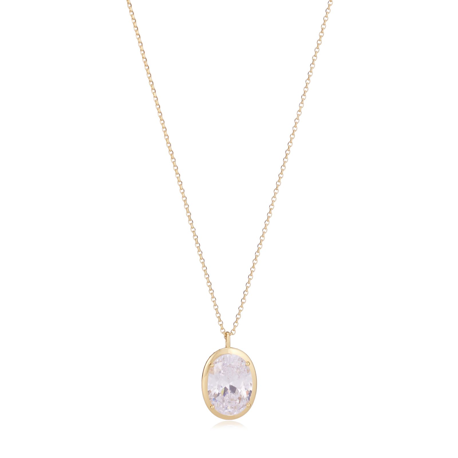 Paul Costelloe for Diamonique Oval Cut Pave Pendant and Chain