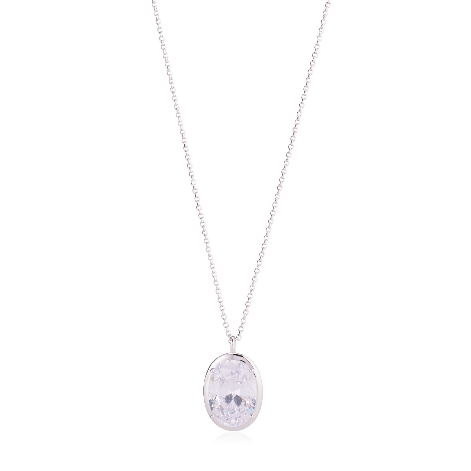 Paul Costelloe for Diamonique Oval Cut Pave Pendant and Chain