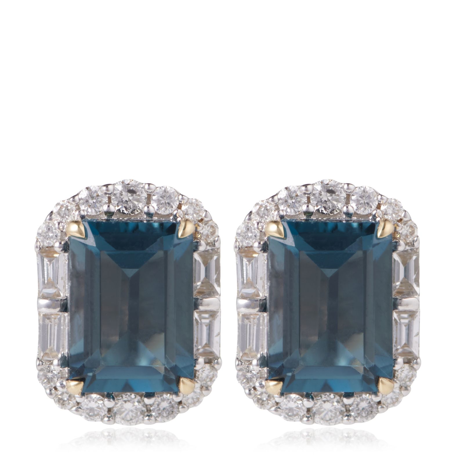 2.15ct London Blue Topaz and 0.25ct Daimond Stud Earrings 9ct Gold
