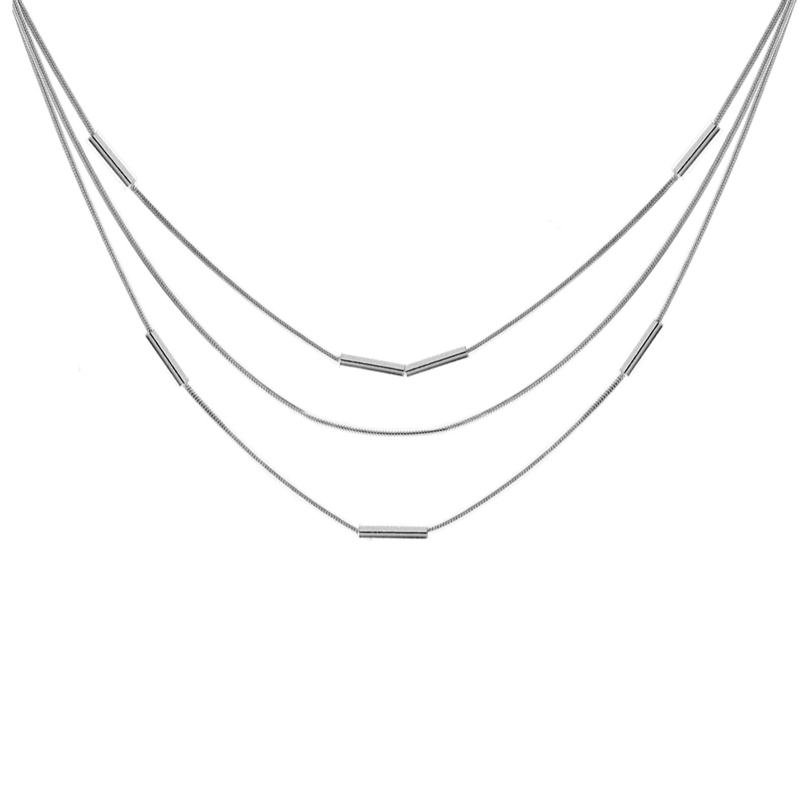 Faith & Brown Italian Crafted Graduated Tubular Necklace Sterling Silver