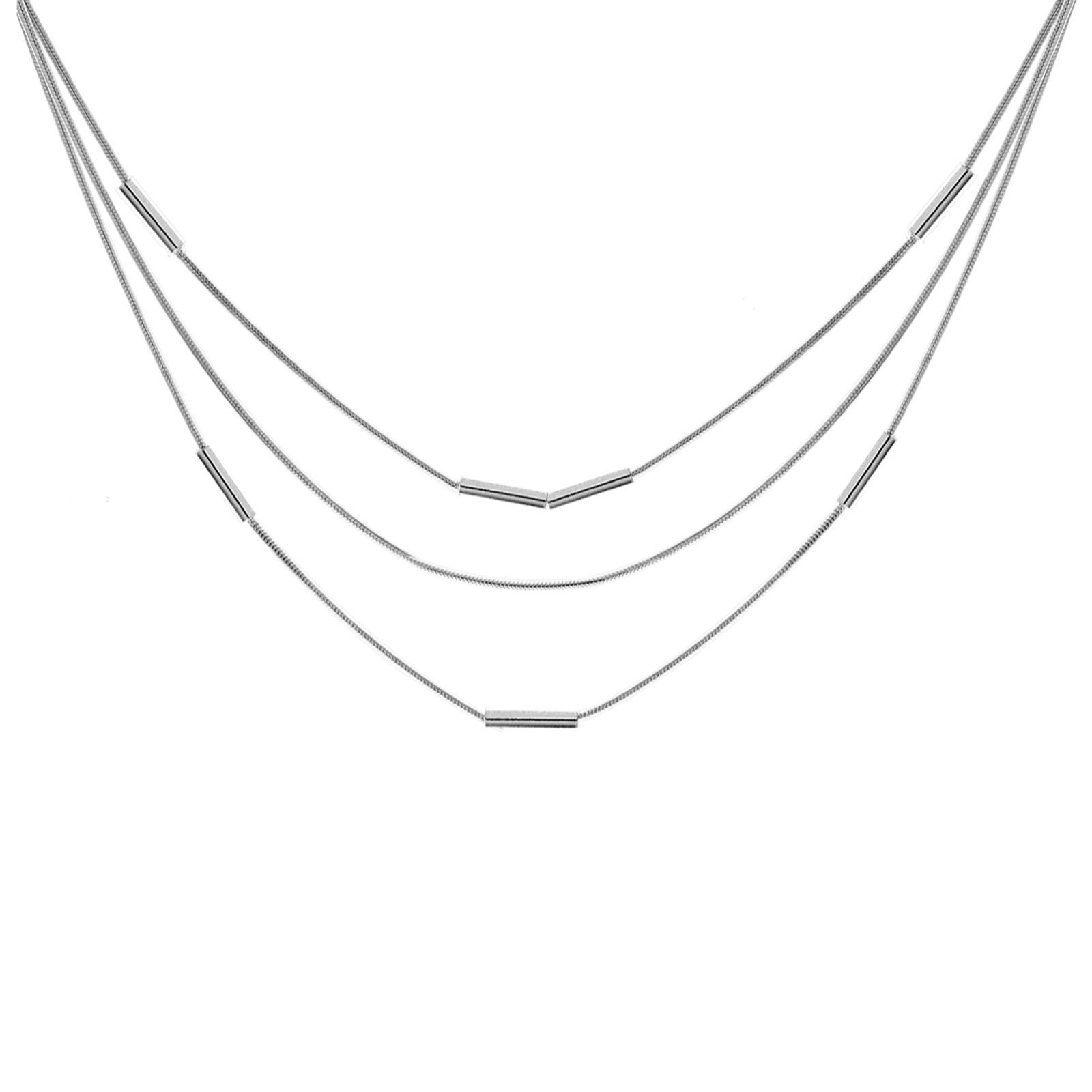 Faith & Brown Italian Crafted Graduated Tubular Necklace Sterling Silver