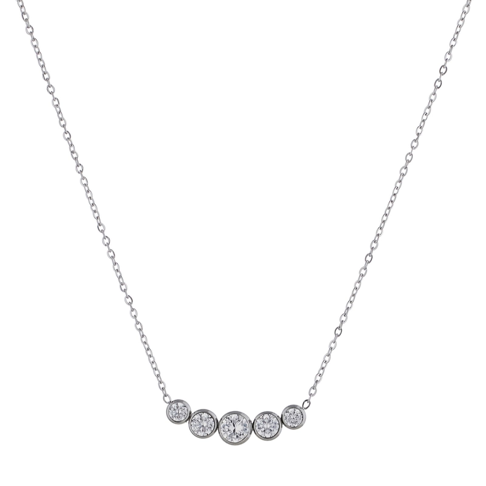 Steel by Diamonique Bezel Set Y Necklace Stainless Steel