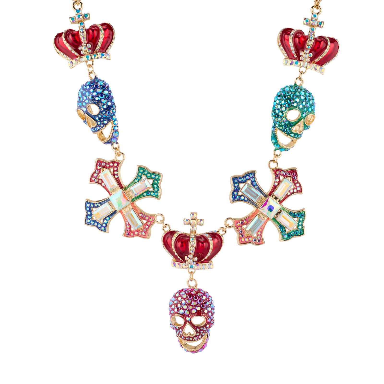 Butler & Wilson Multi Skull Charm Necklace