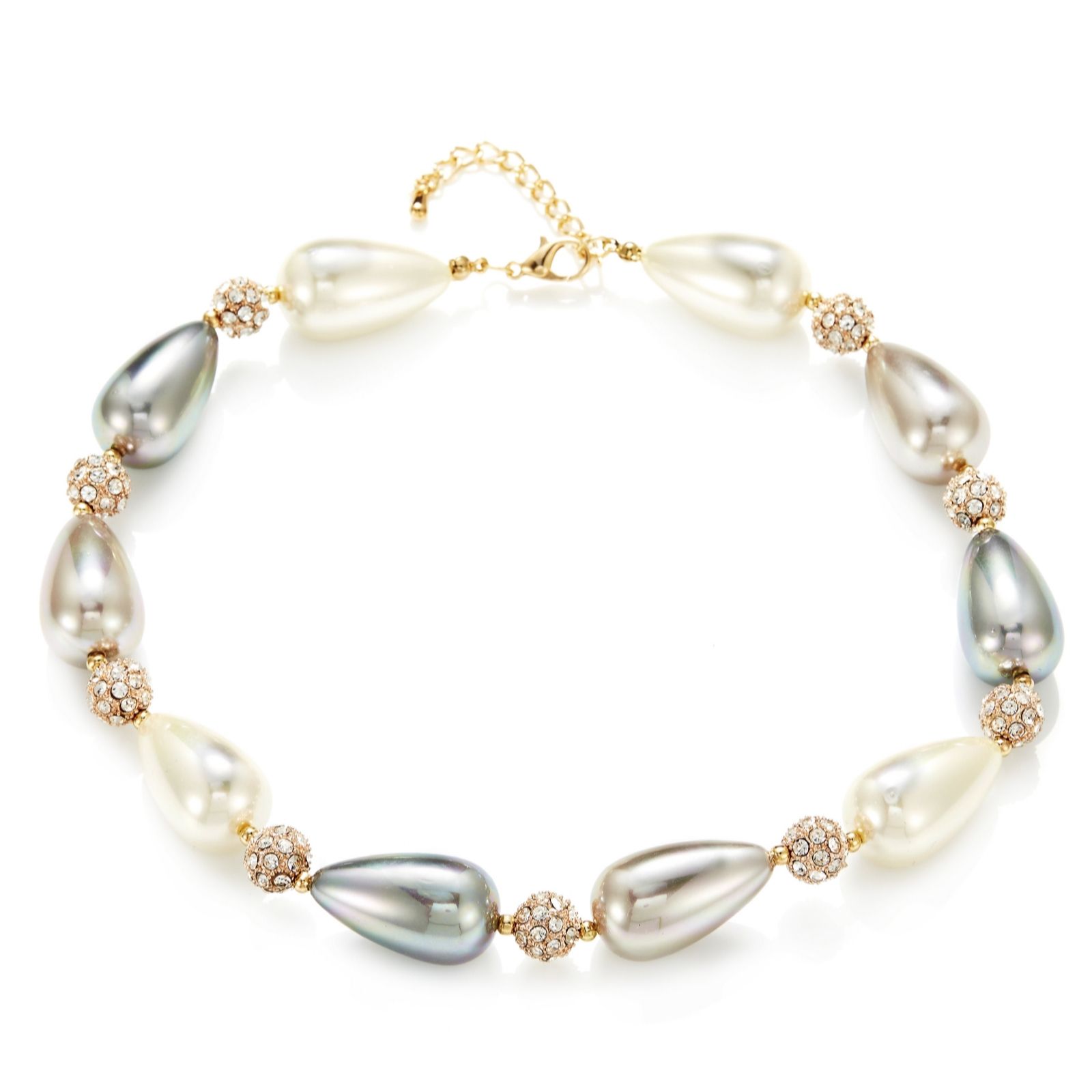 Outlet Frank Usher Three Tone Crystal Faux Pearl Teardrop 44cm