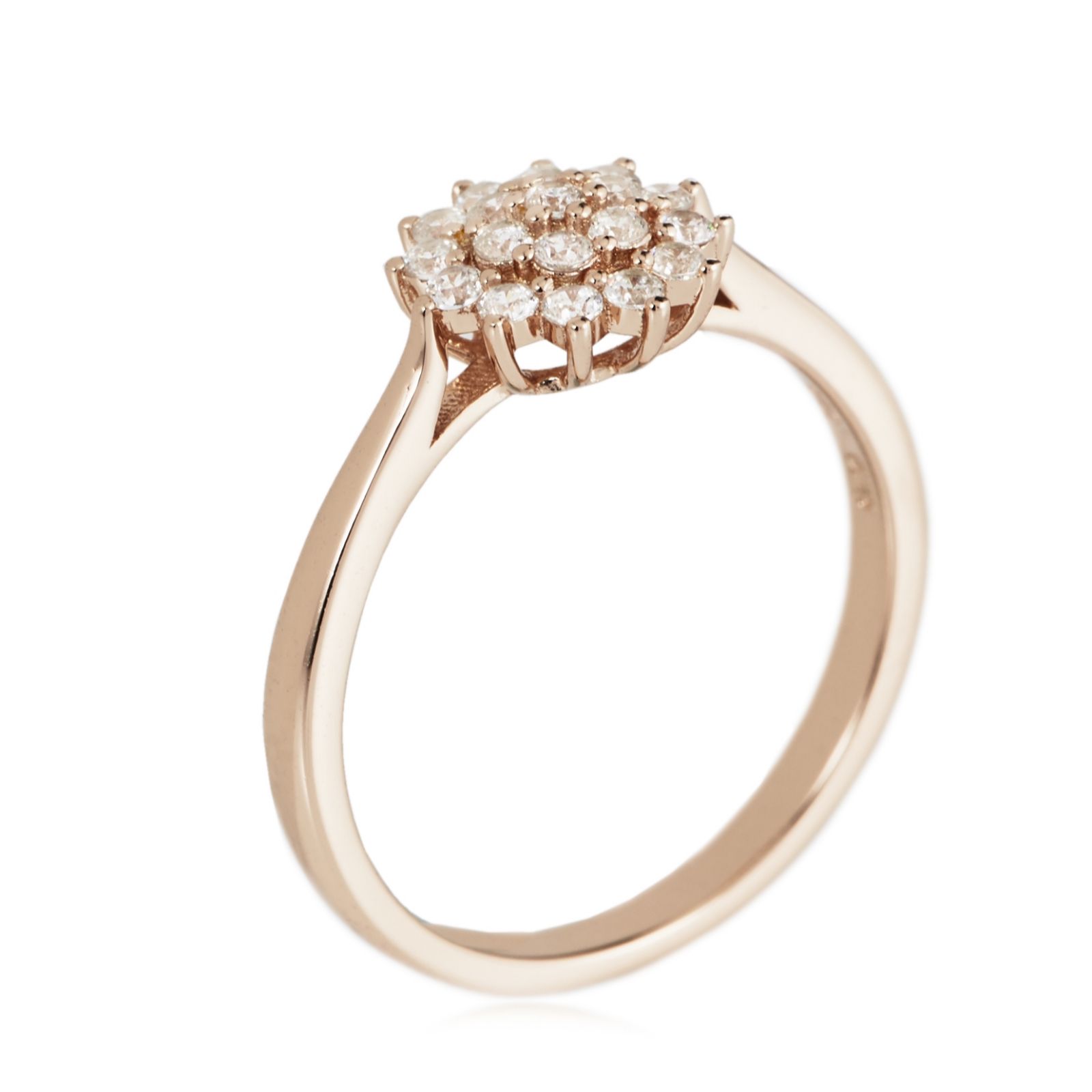 Diamonique 0.19ct tw Flower Cluster Ring Sterling Silver QVC UK