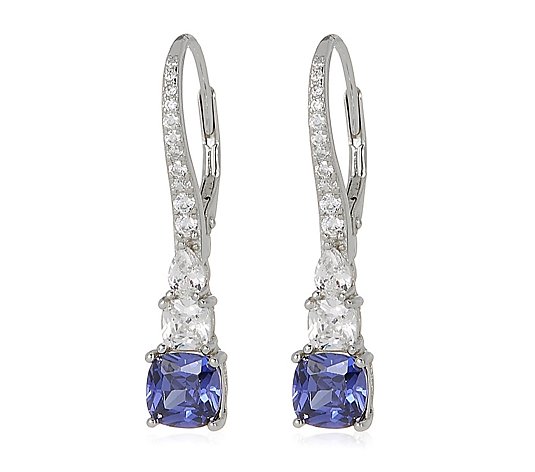 Diamonique 3ct tw Simulated Tanzanite Leverback Earrings Sterling Silver
