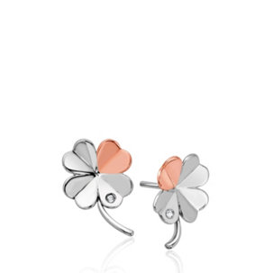 Clogau Pob Lwc Clover Stud Earrings Sterling Silver & 9ct Gold