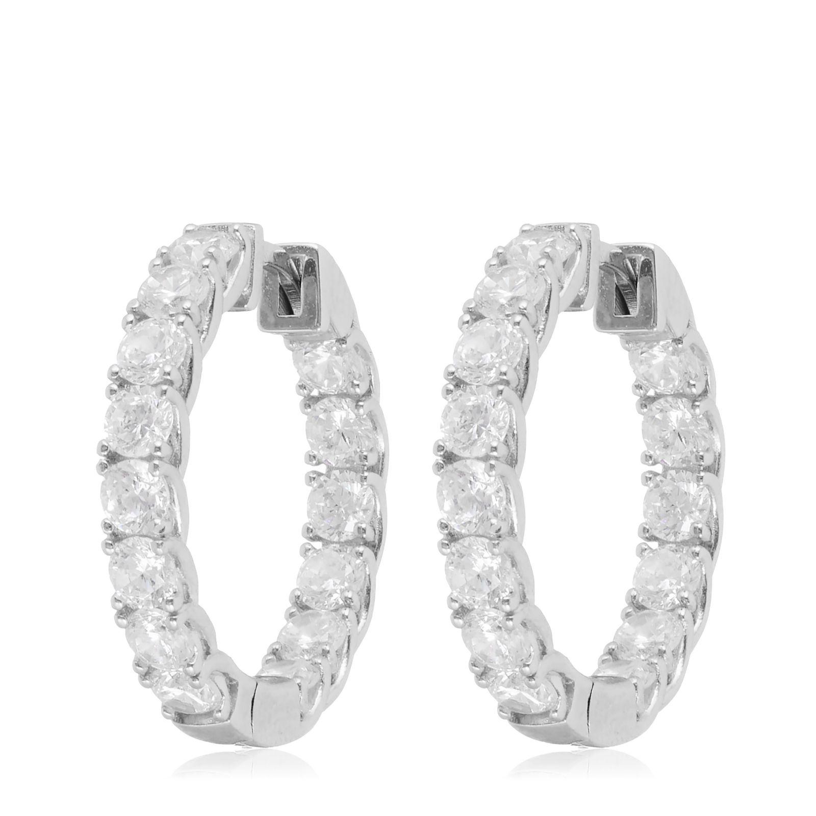 Diamonique Icon 2.8ct tw Signature Hoop Earrings Sterling Silver